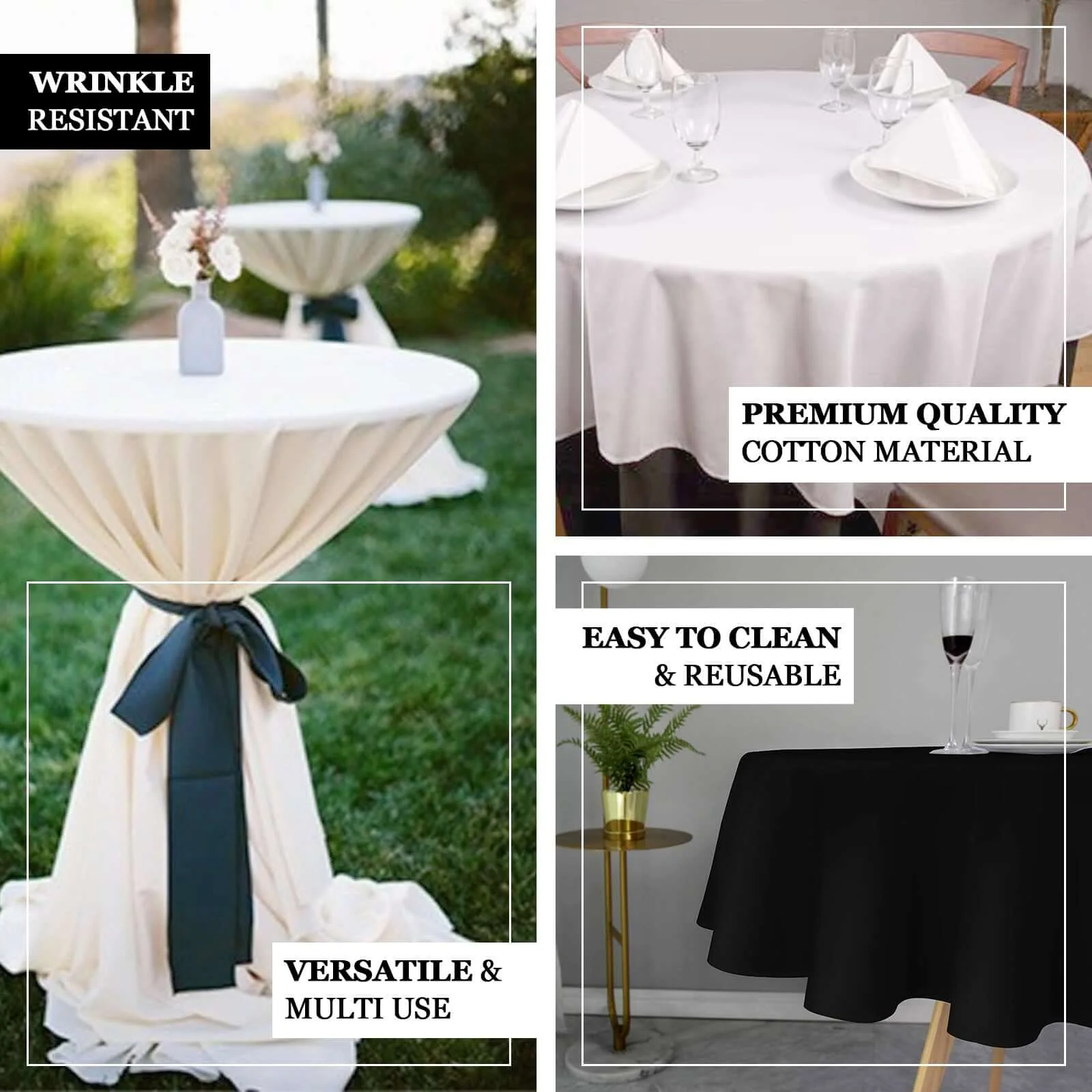 100% Cotton Round Tablecloth 70" White Linen - Soft & Breathable Table Cover for Stylish Tablescapes - Image 4