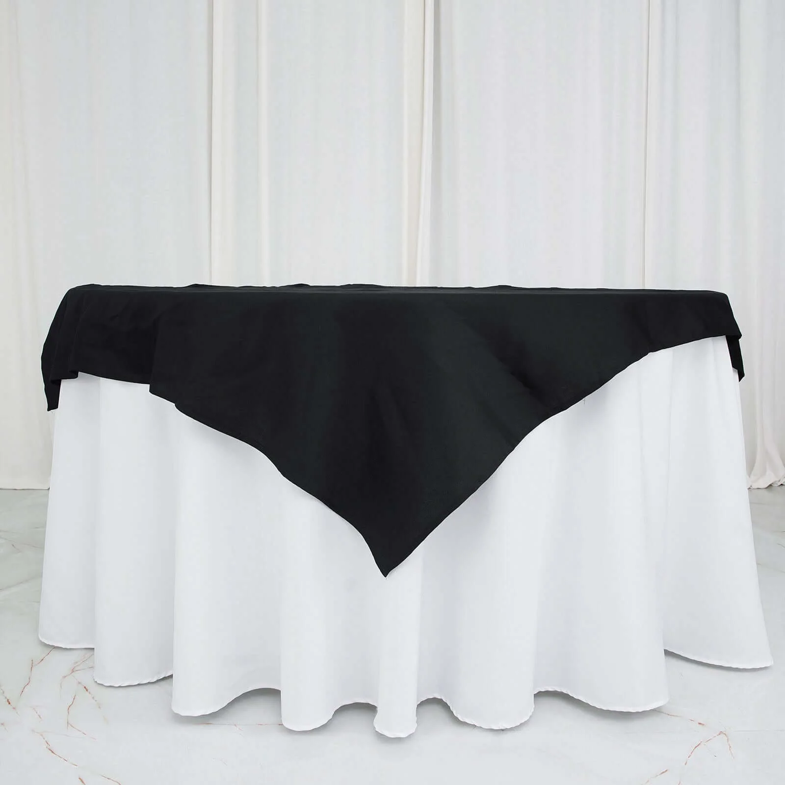100% Cotton Square Table Overlay 54"x54" Black Linen - Soft & Breathable Table Topper