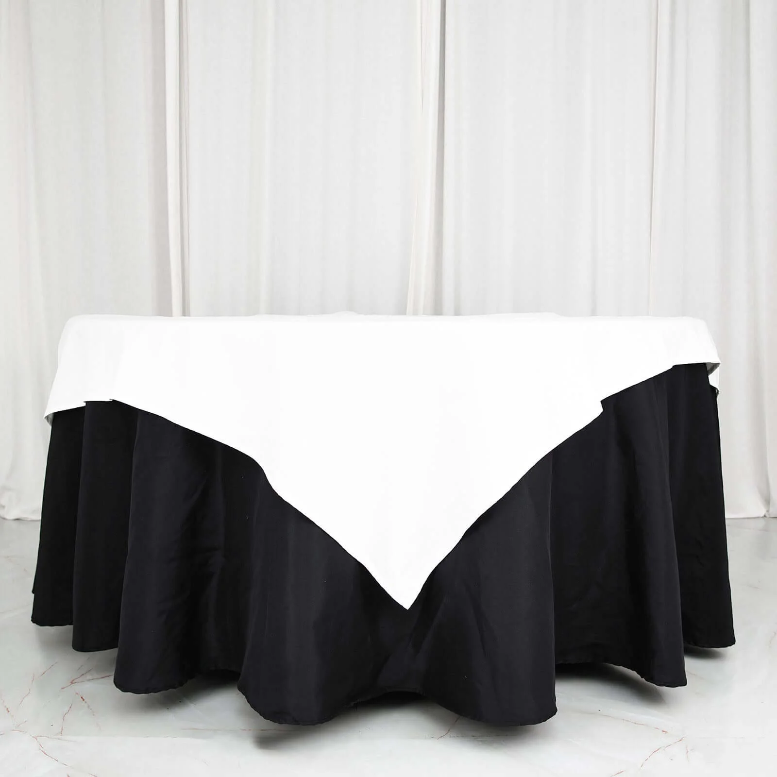 100% Cotton Square Table Overlay 54"x54" White Linen - Soft & Breathable Table Topper