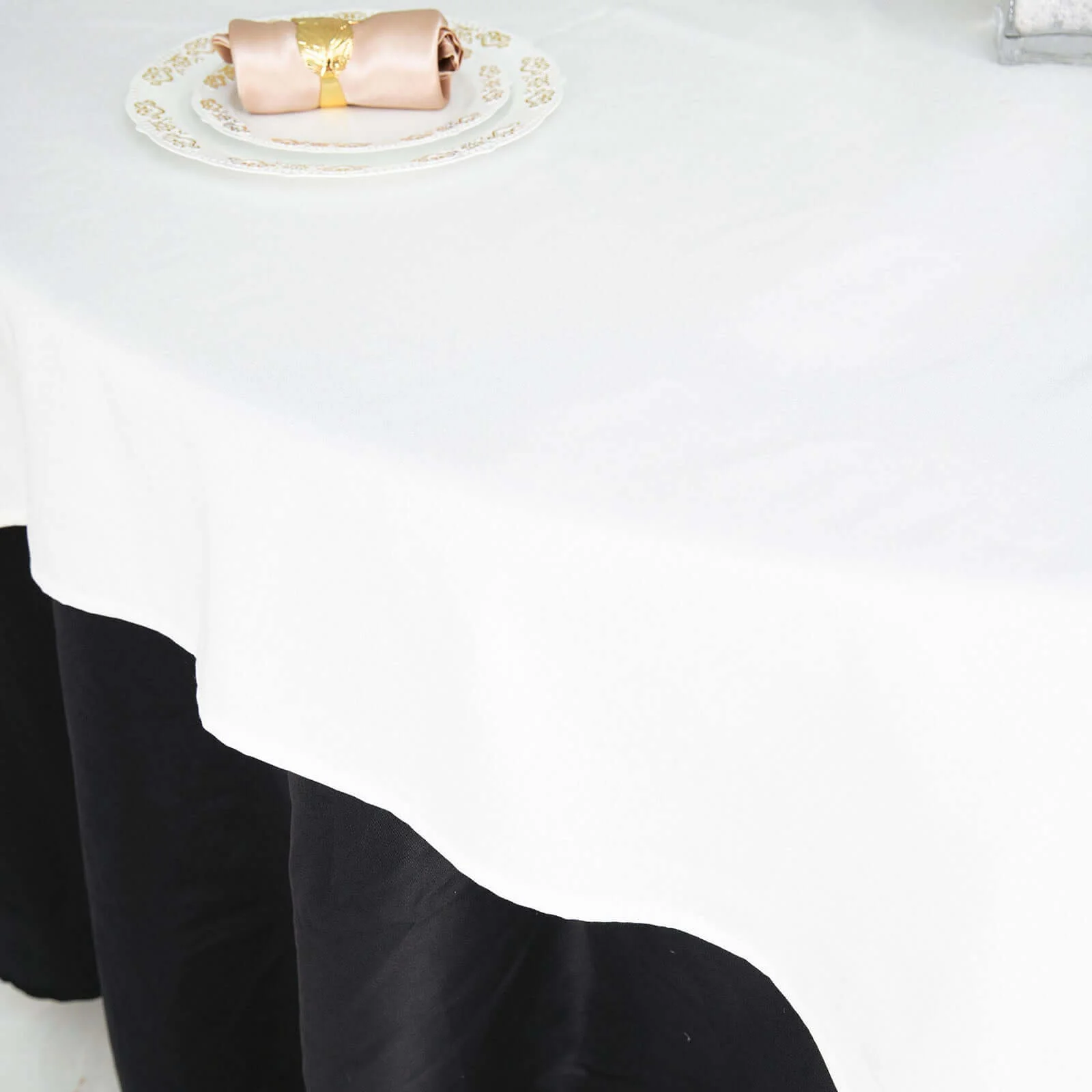 100% Cotton Square Table Overlay 54"x54" White Linen - Soft & Breathable Table Topper - Image 3