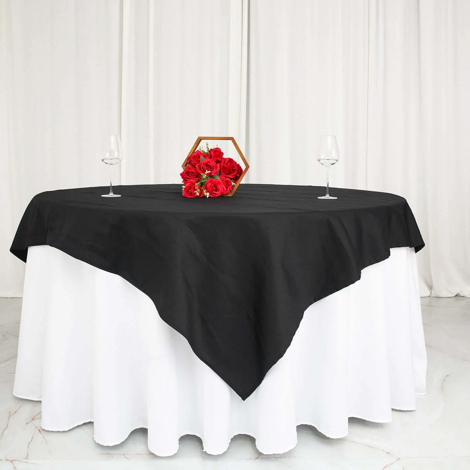 100% Cotton Square Table Overlay 70"x70" Black Linen - Soft & Breathable Table Topper - Image 2