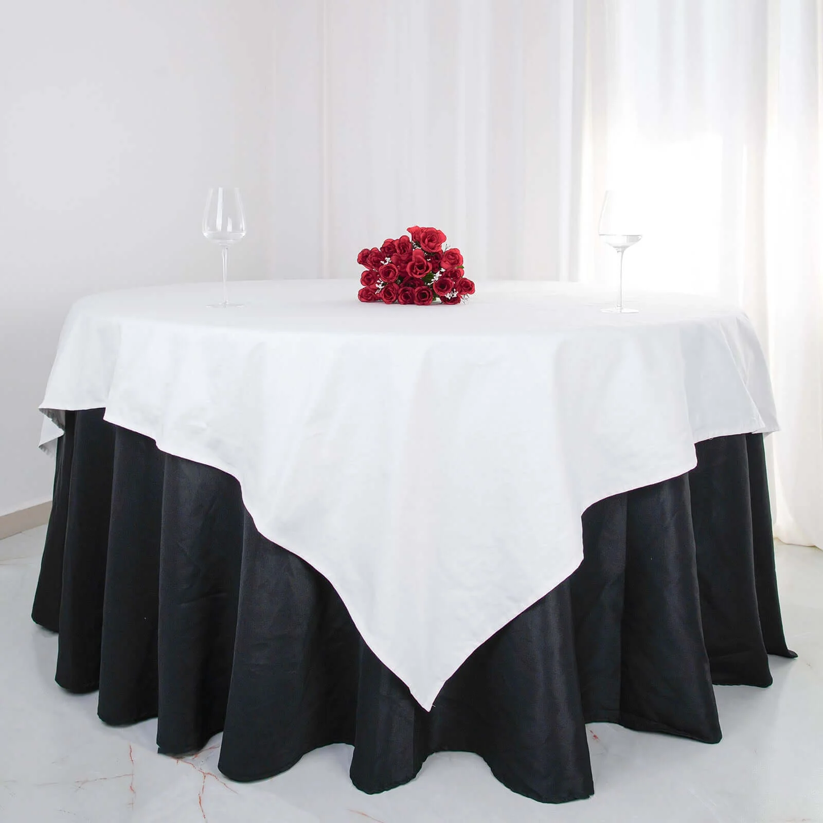 100% Cotton Square Table Overlay 90"x90" White Linen - Soft & Breathable Table Topper for Stylish Tablescapes - Image 2