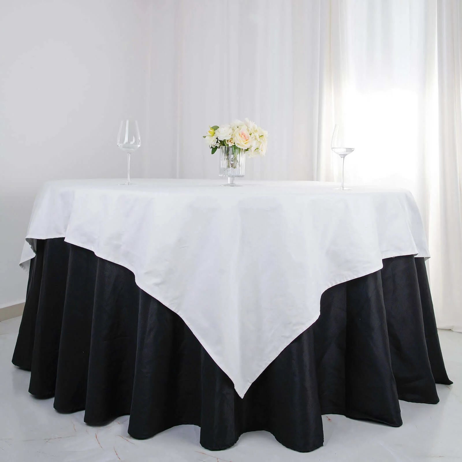 100% Cotton Square Table Overlay 90"x90" White Linen - Soft & Breathable Table Topper for Stylish Tablescapes - Image 5