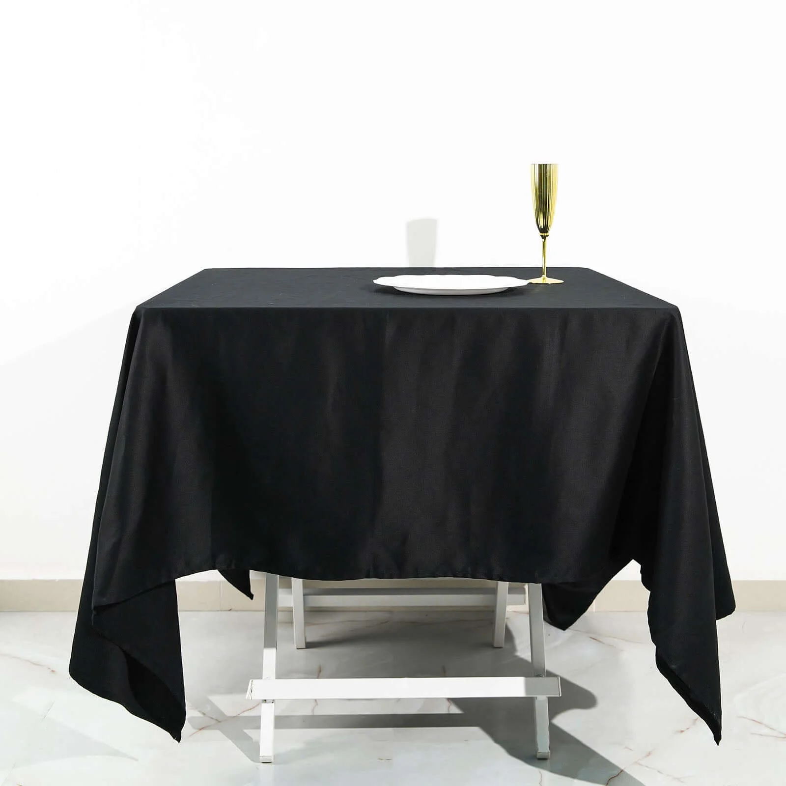 100% Cotton Square Tablecloth 70"x70" Black Linen - Soft & Breathable Table Cover - Image 4
