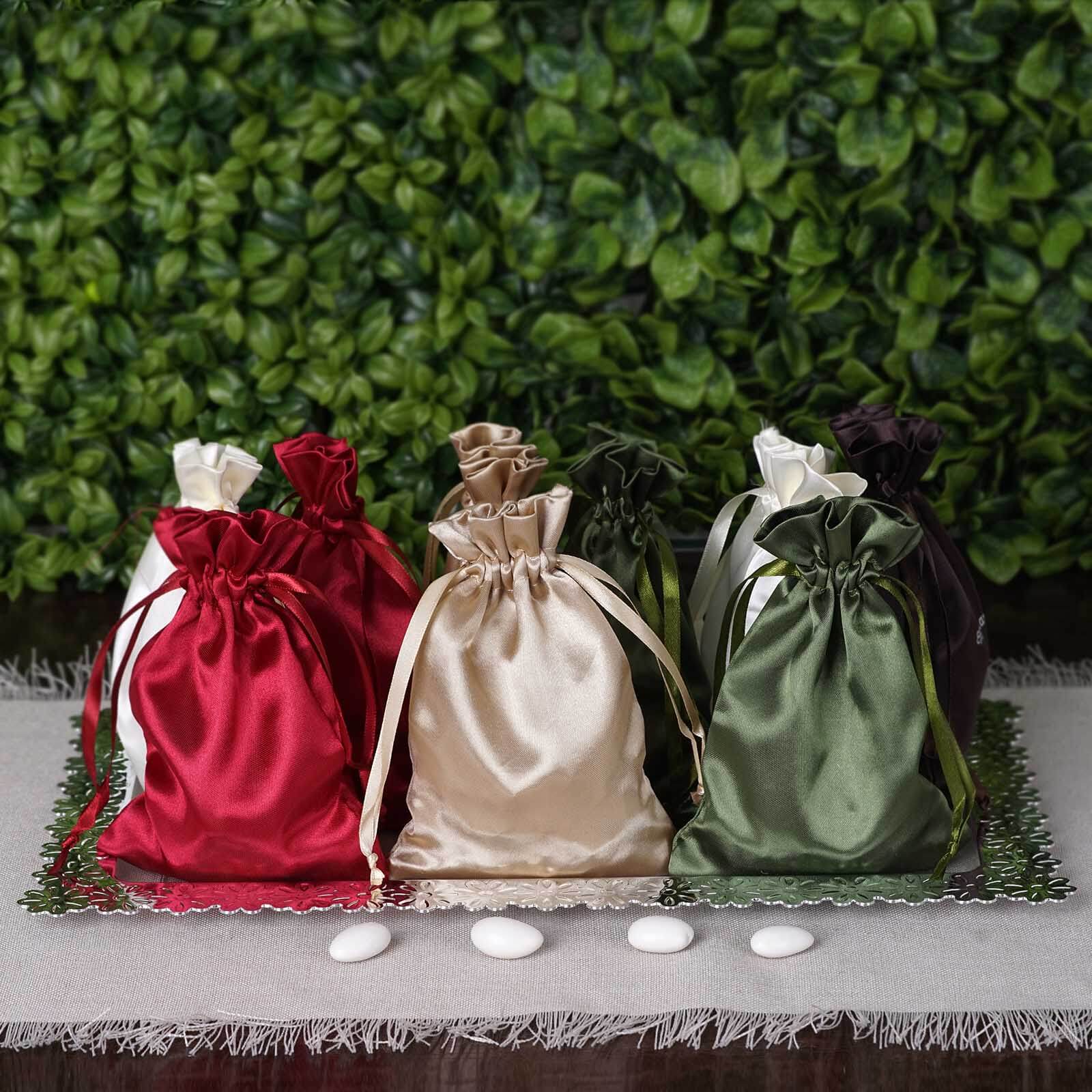 100 Pack Personalized Satin Drawstring Wedding Favor Bags 3"x4" - Image 4