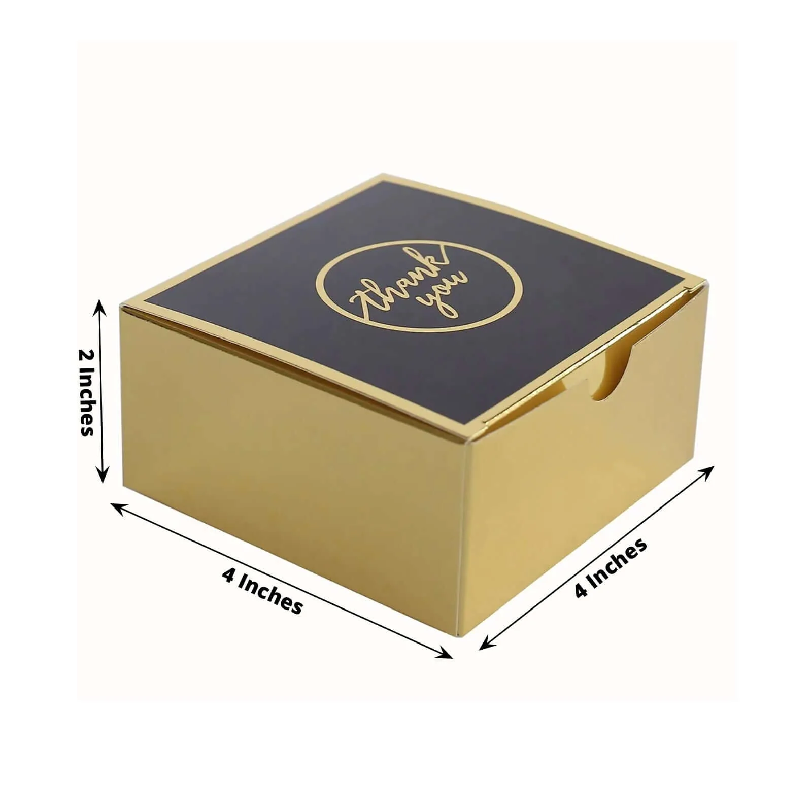 25 Pack Black Gold "Thank You" Print Paper Gift Boxes, Cardstock Party Shower Candy Favor Boxes - 4"x4"x2" - Image 3