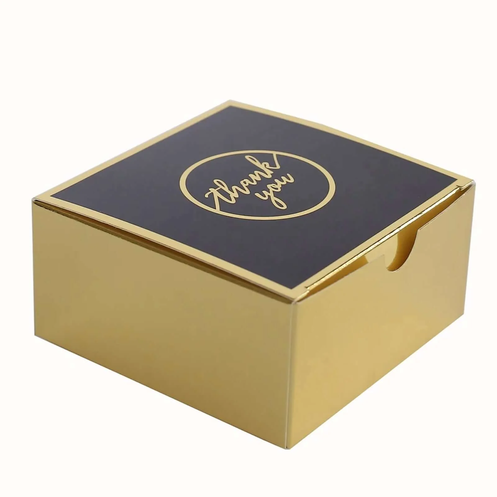 25 Pack Black Gold "Thank You" Print Paper Gift Boxes, Cardstock Party Shower Candy Favor Boxes - 4"x4"x2" - Image 7