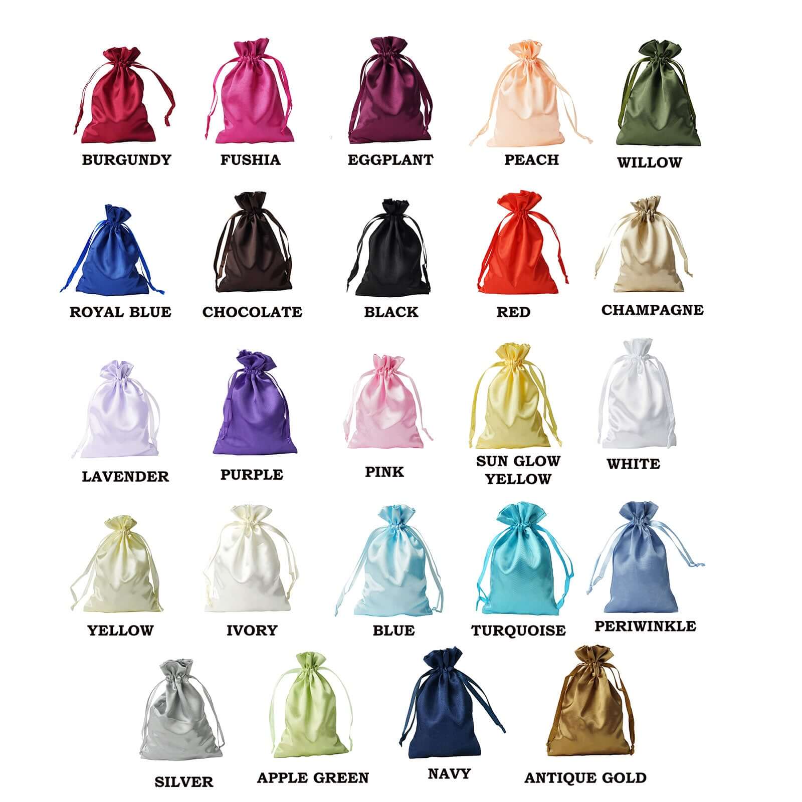 100 Pack Personalized Satin Drawstring Wedding Favor Bags 4"x6" - Image 3