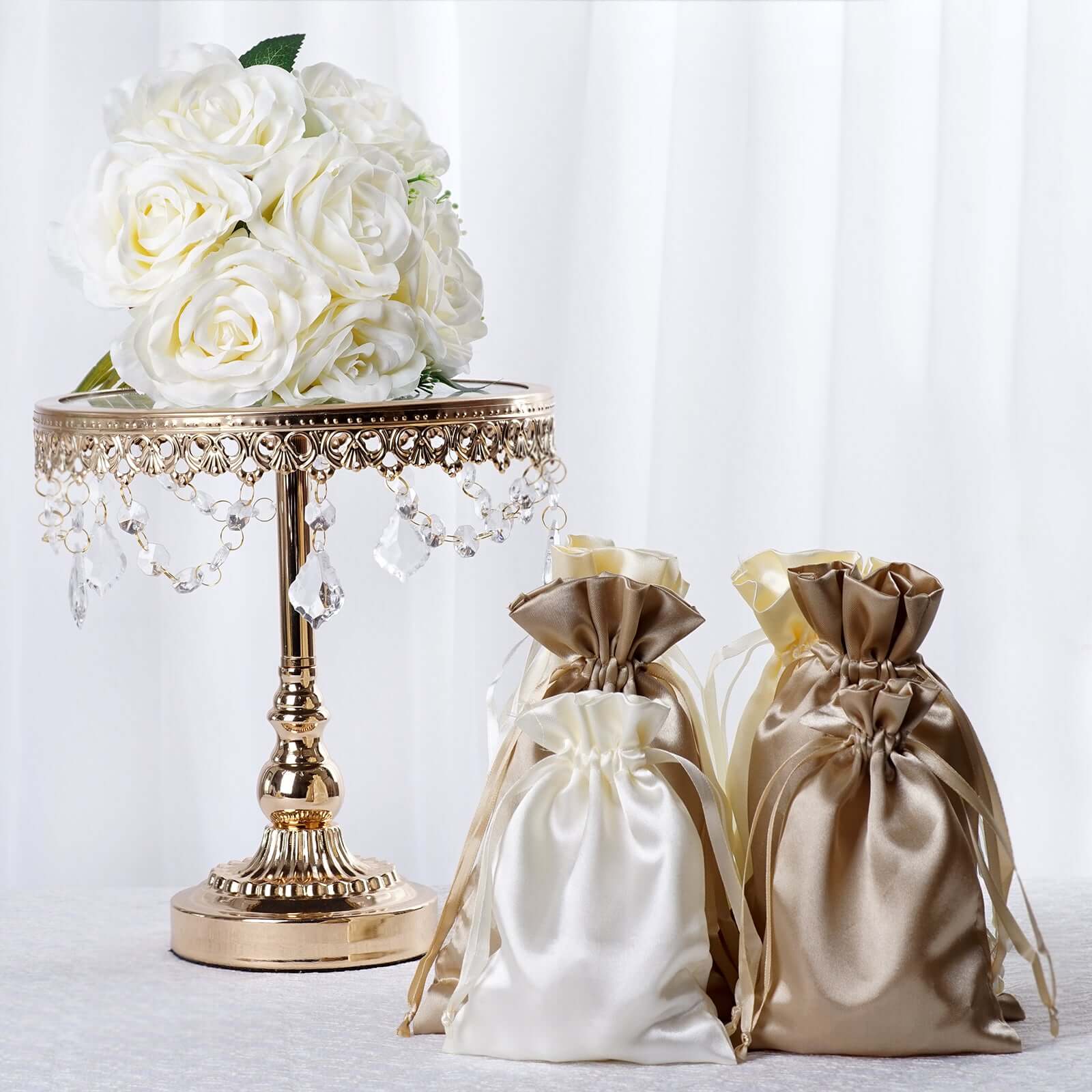 100 Pack Personalized Satin Drawstring Wedding Favor Bags 4"x6" - Image 5