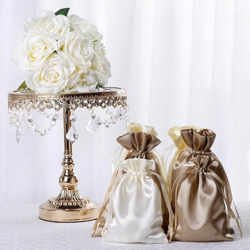 100 Pack Personalized Satin Drawstring Wedding Favor Bags 5"x7" - Image 2