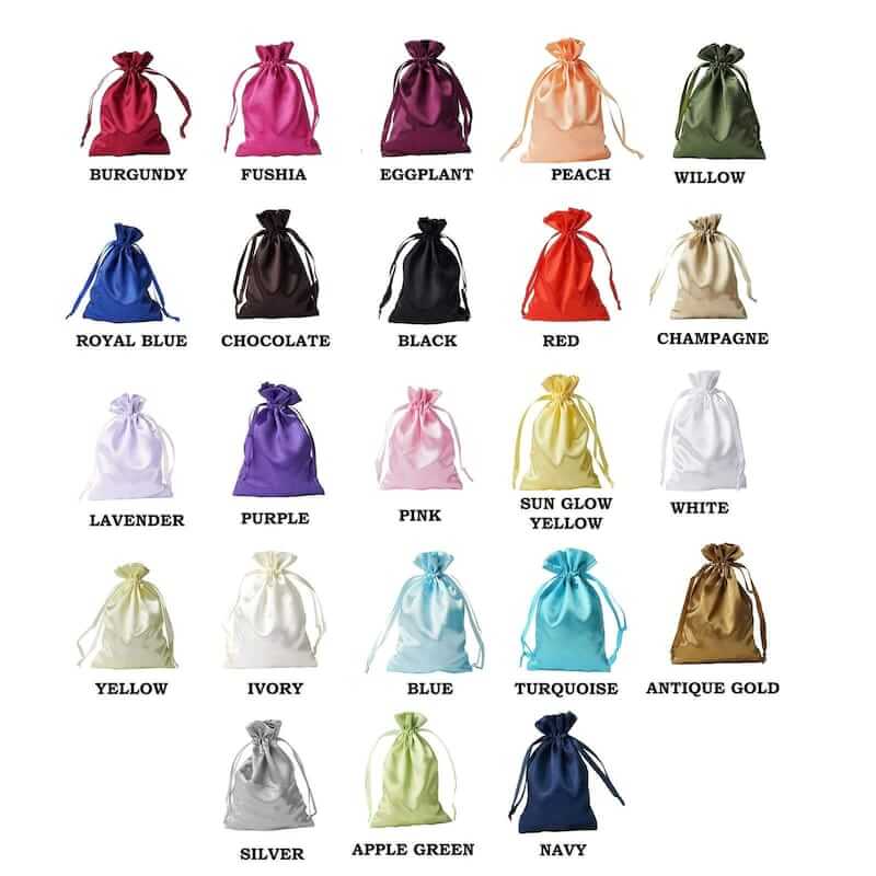 100 Pack Personalized Satin Drawstring Wedding Favor Bags 5"x7" - Image 3