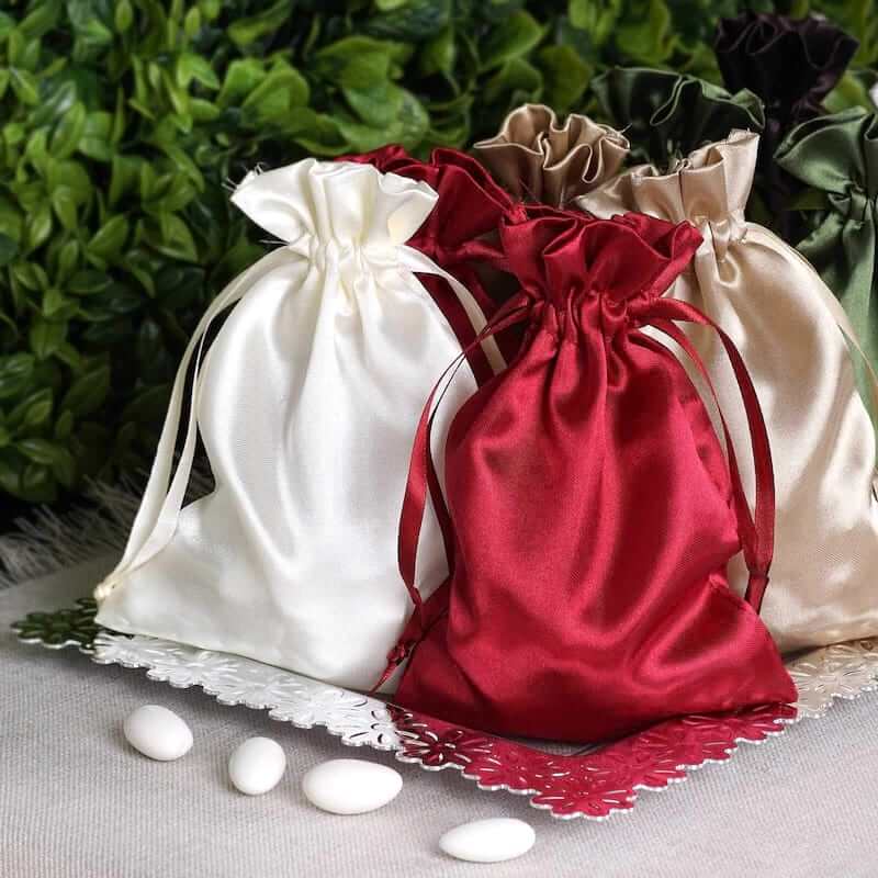 100 Pack Personalized Satin Drawstring Wedding Favor Bags 5"x7" - Image 4