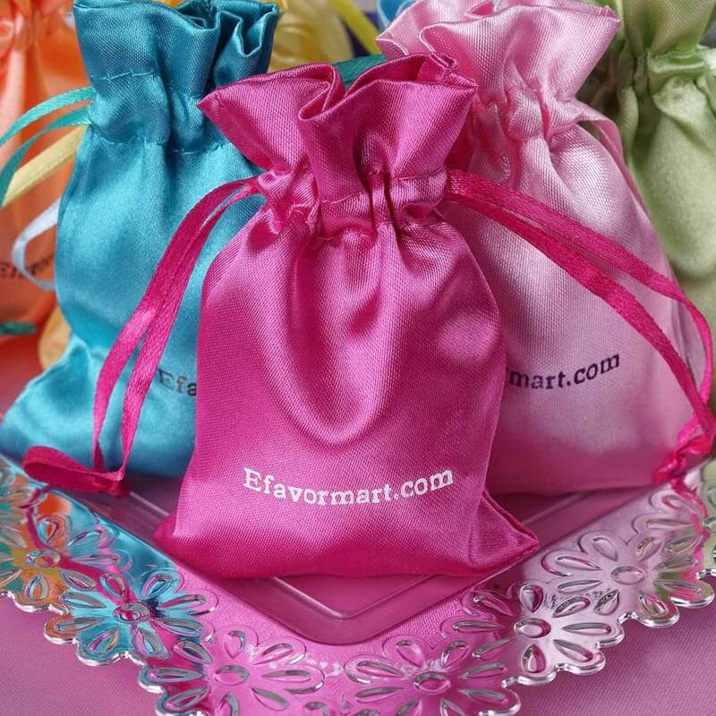 100 Pack Personalized Satin Drawstring Wedding Favor Bags 5"x7" - Image 5