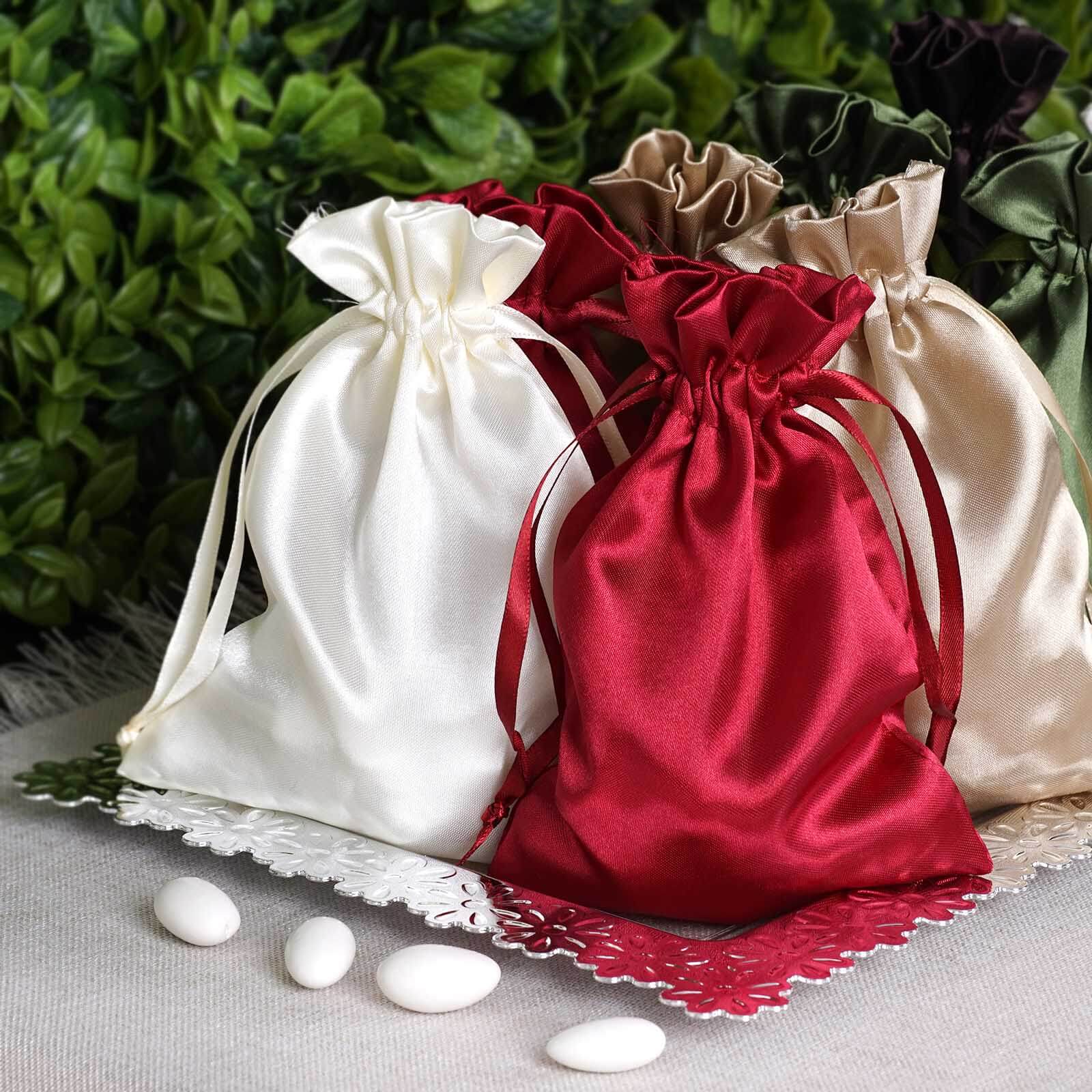 100 Pack Personalized Satin Drawstring Wedding Favor Bags 6"x9" - Image 2