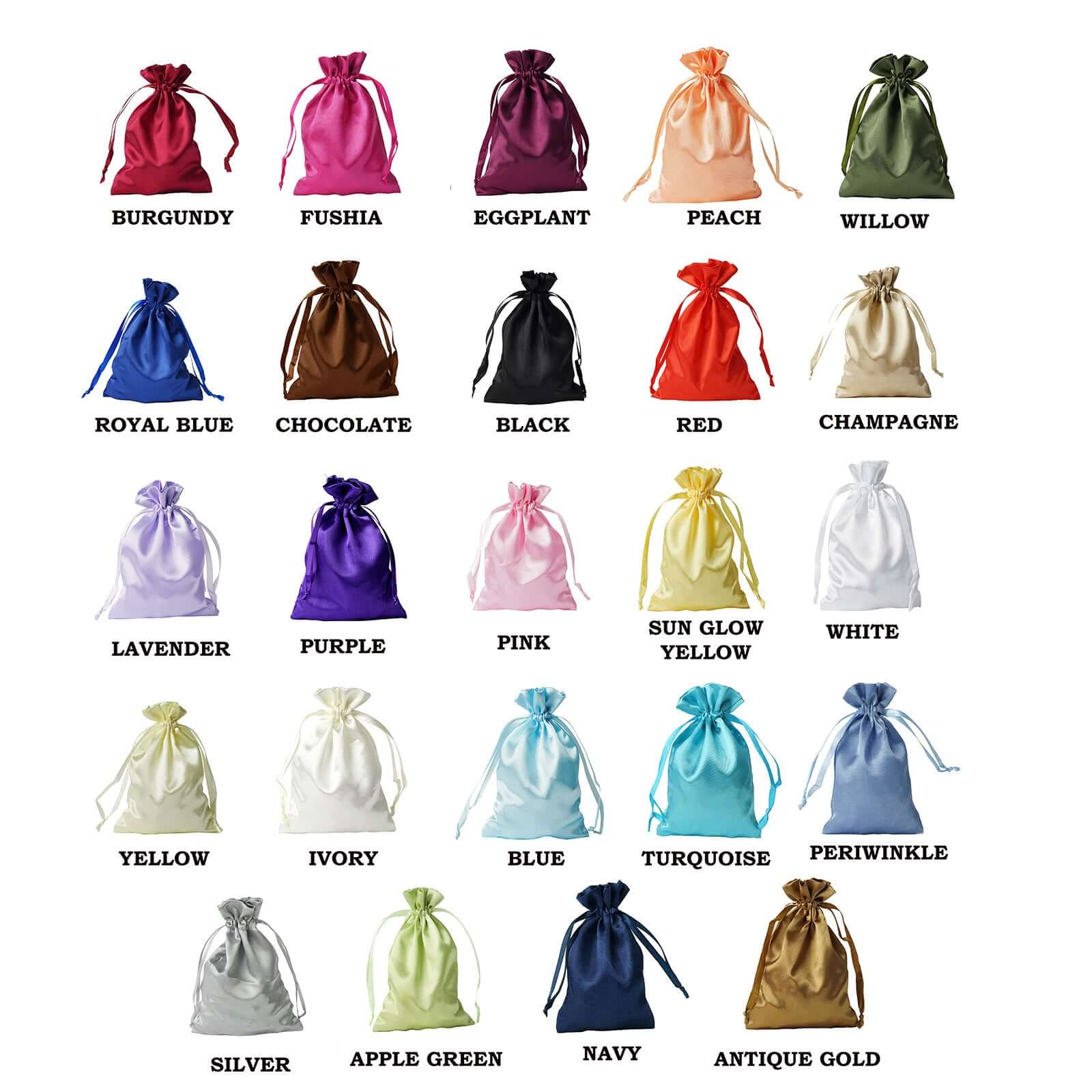 100 Pack Personalized Satin Drawstring Wedding Favor Bags 6"x9" - Image 3