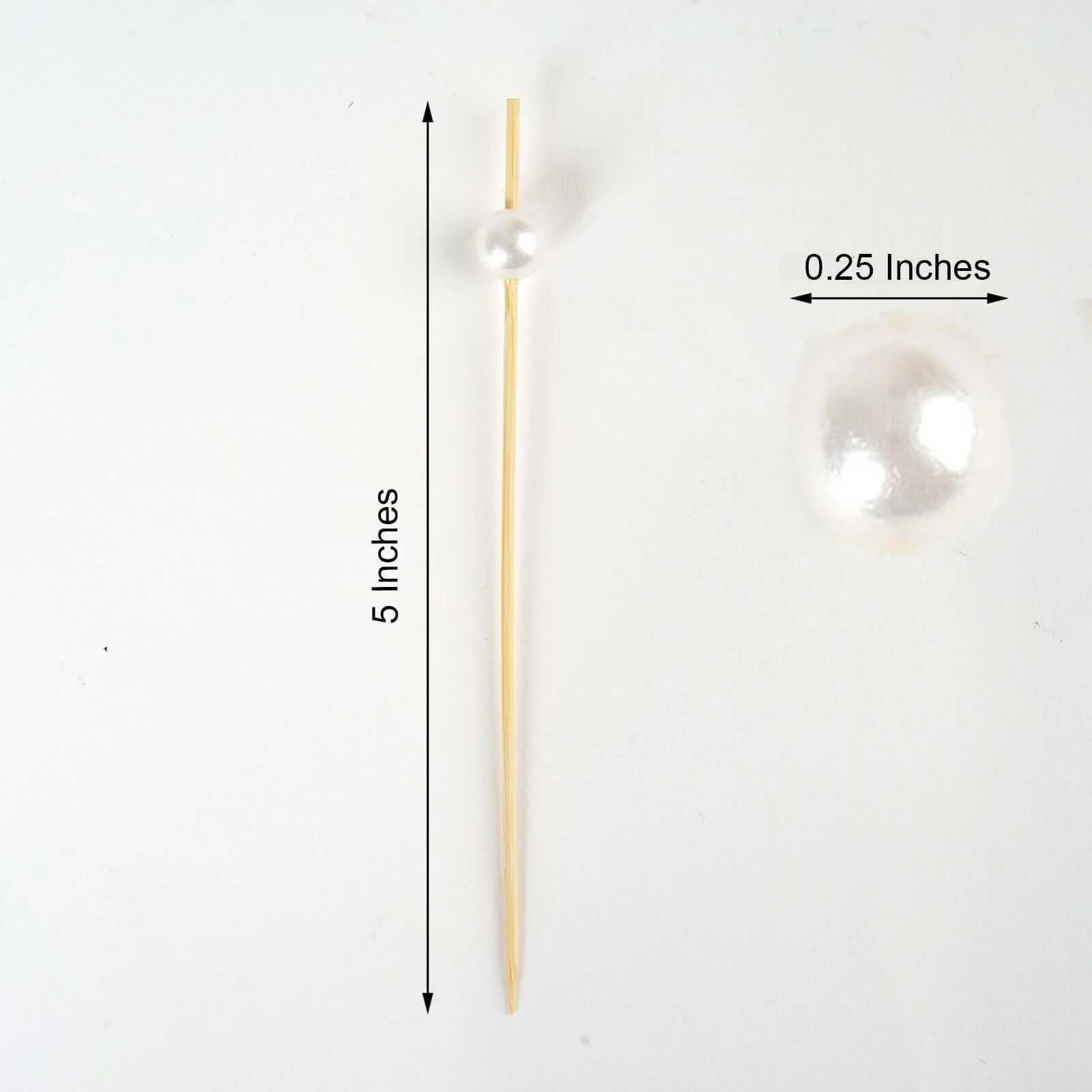 100-Pack Bamboo Skewers 5", Natural Pearl Decorative Top Stir Sticks - Eco Friendly Cocktail Picks - Image 3