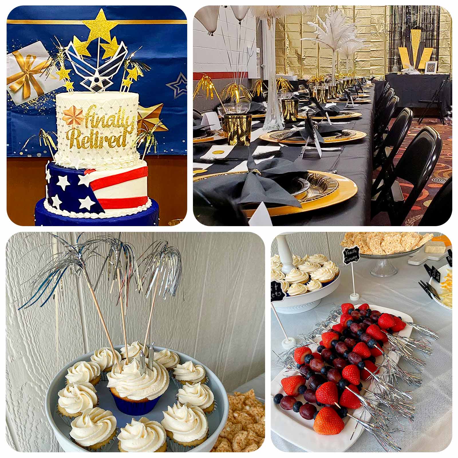 100-Pack Bamboo Skewers 9", Gold Firework Festive Foil Frills Cupcake Toppers - Cocktail Food Picks - Image 5