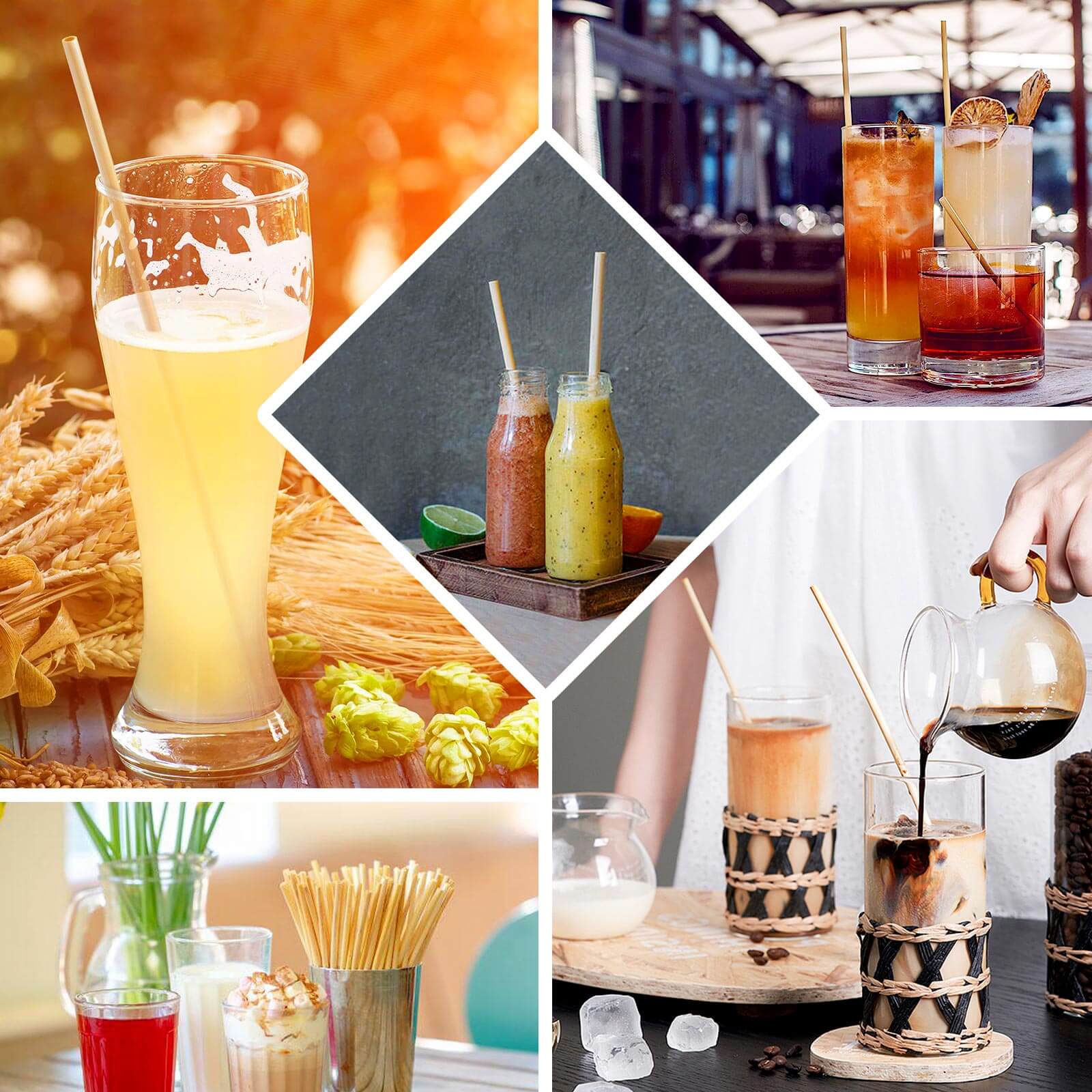 100-Pack Compostable Straws 6" Plant Based 100% Plastic Free - Eco-Friendly Wheat Drinking Straws - Image 5