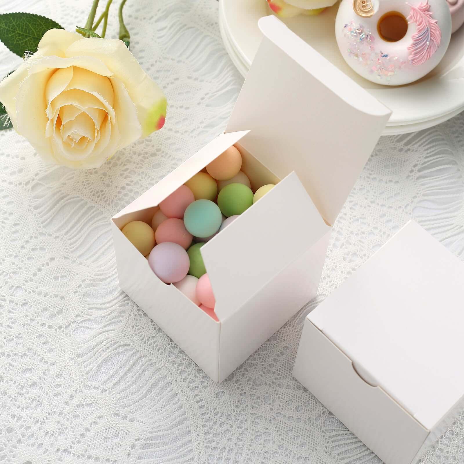 100 Pack Easy DIY White Party Or Shower Favor Candy Gift Boxes 3" - Image 2