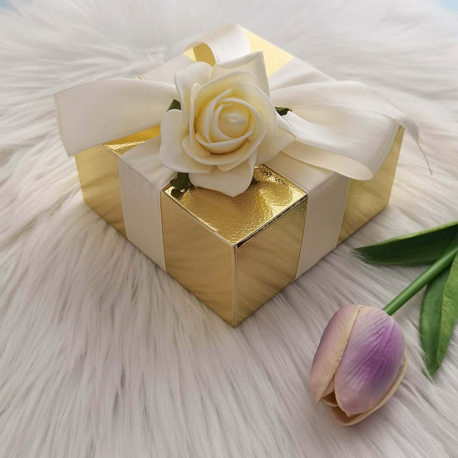 100 Pack Gold Cake Cupcake Party Favor Gift Boxes, DIY 4"x4"x2" - Image 2