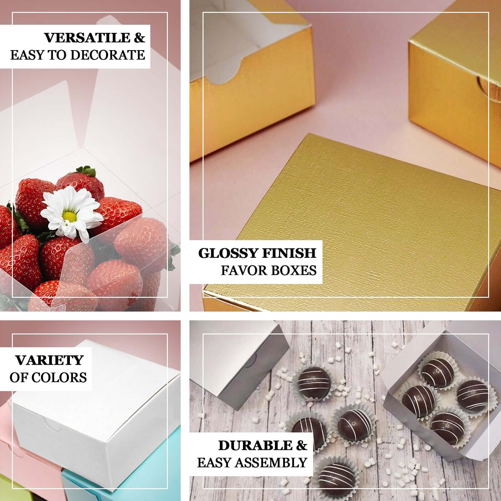 100 Pack Gold Cake Cupcake Party Favor Gift Boxes, DIY 4"x4"x2" - Image 4