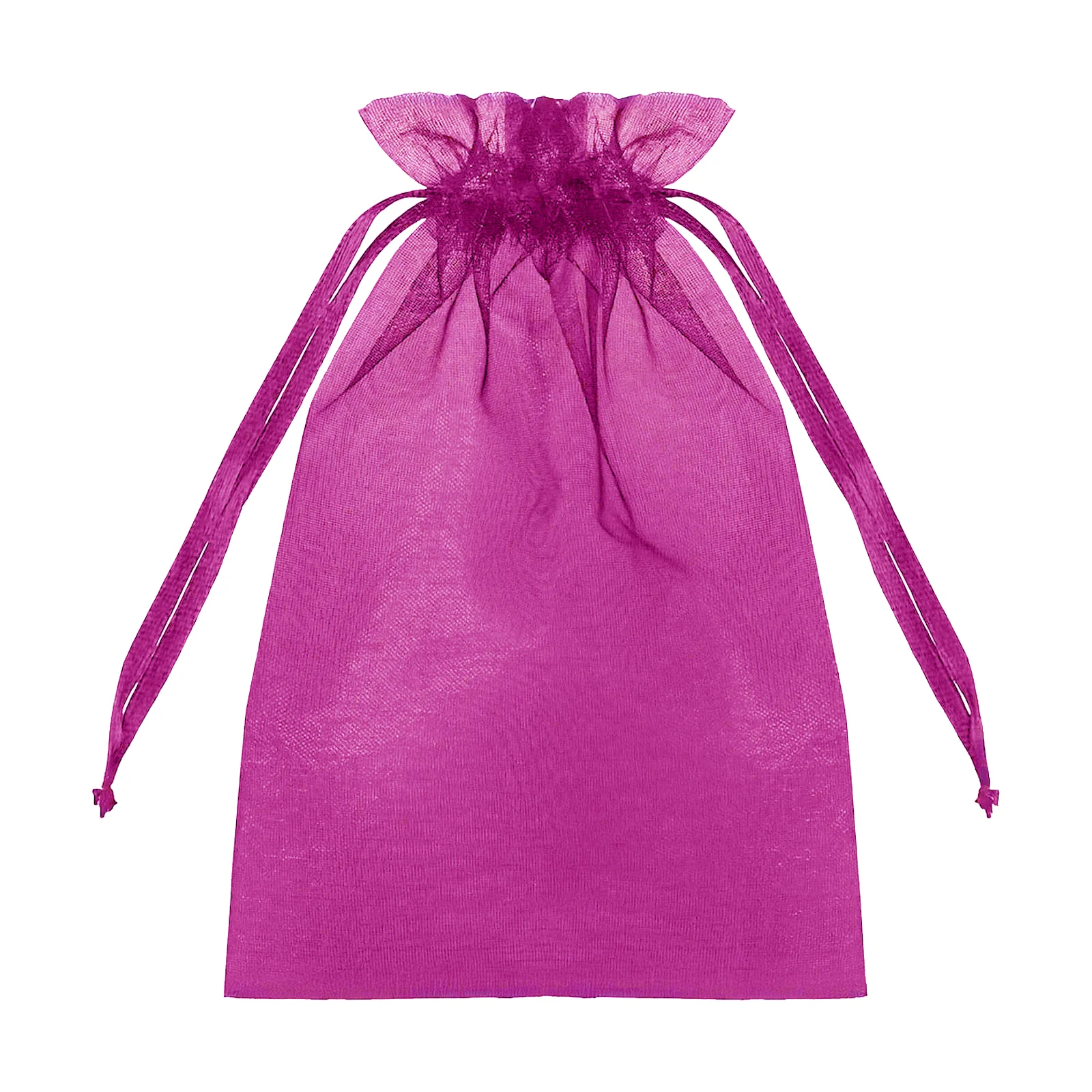 100 Pack Fuchsia Organza Drawstring Gift Bags, 6" x 9" – Wedding Party Favor Bags - Image 2