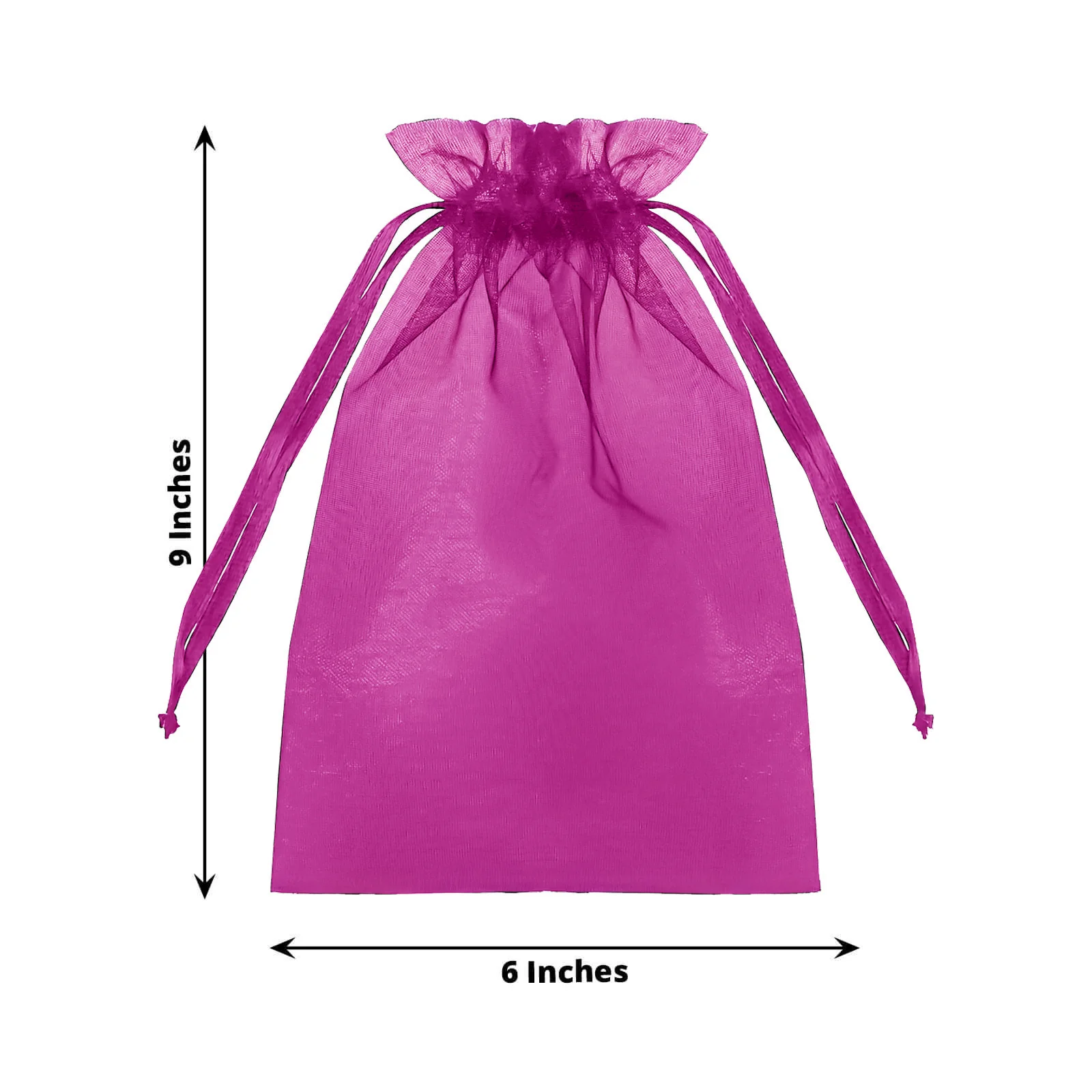 100 Pack Fuchsia Organza Drawstring Gift Bags, 6" x 9" – Wedding Party Favor Bags - Image 3