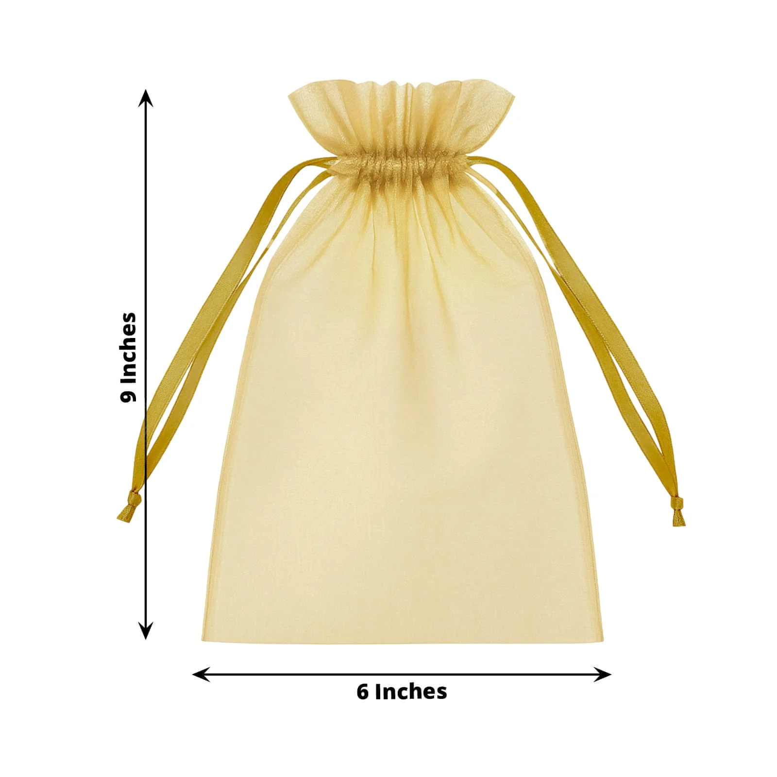 100 Pack Gold Organza Drawstring Gift Bags, 6" x 9" – Wedding Party Favor Bags - Image 3