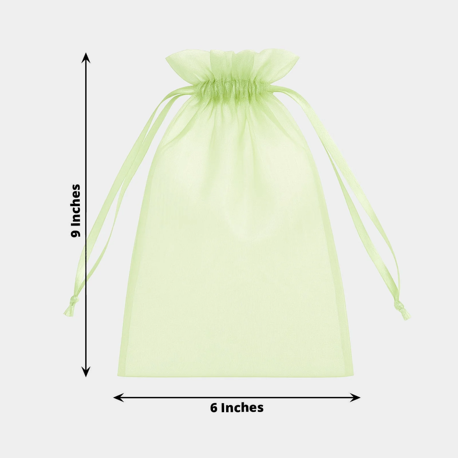 100 Pack Mint Organza Drawstring Gift Bags, 6" x 9" – Wedding Party Favor Bags - Image 3