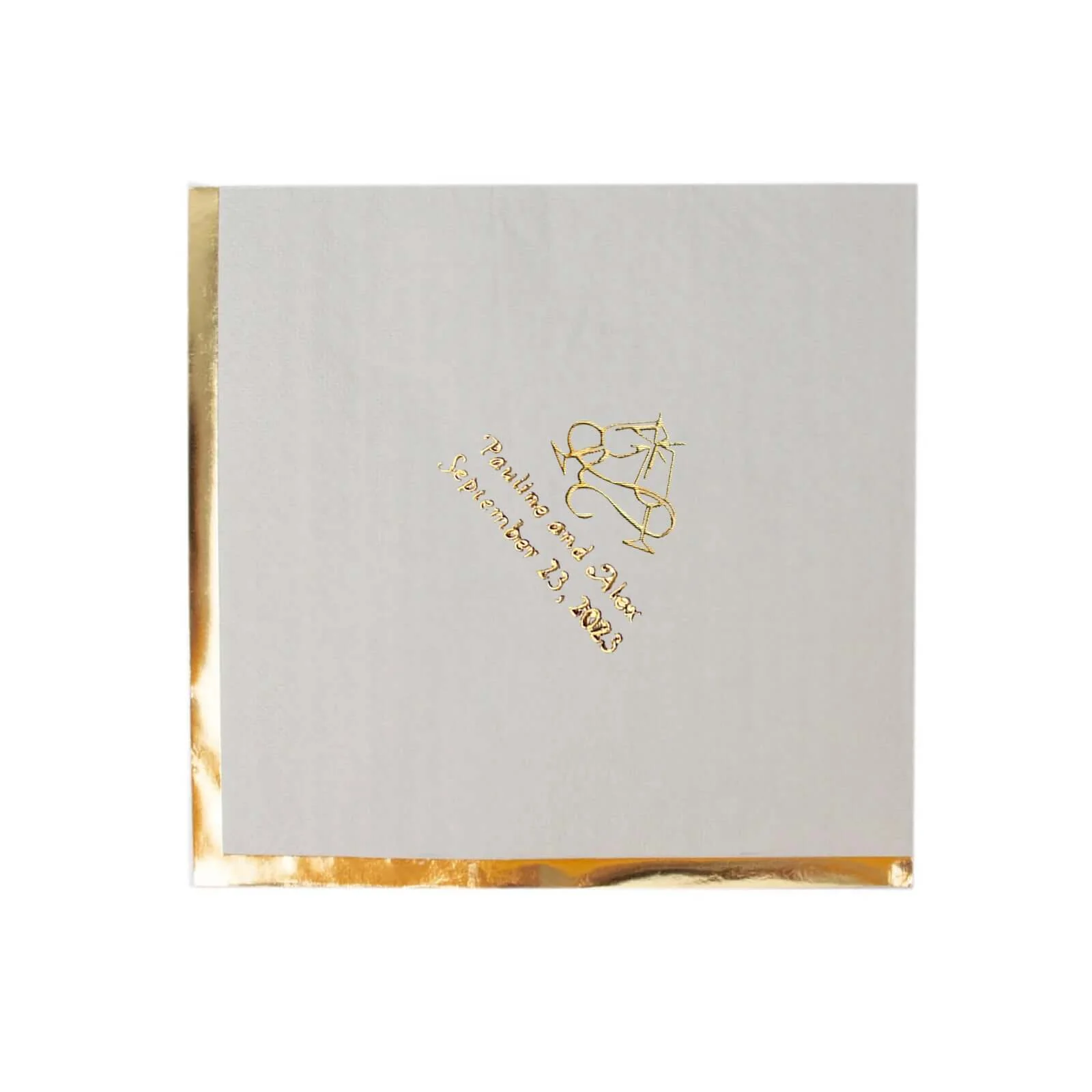 100-Pack Paper Cocktail Napkins 2-Ply Personalized Large Emblem with Gold Foil Edge 13"x13" - Custom Dinner Napkins - Image 3