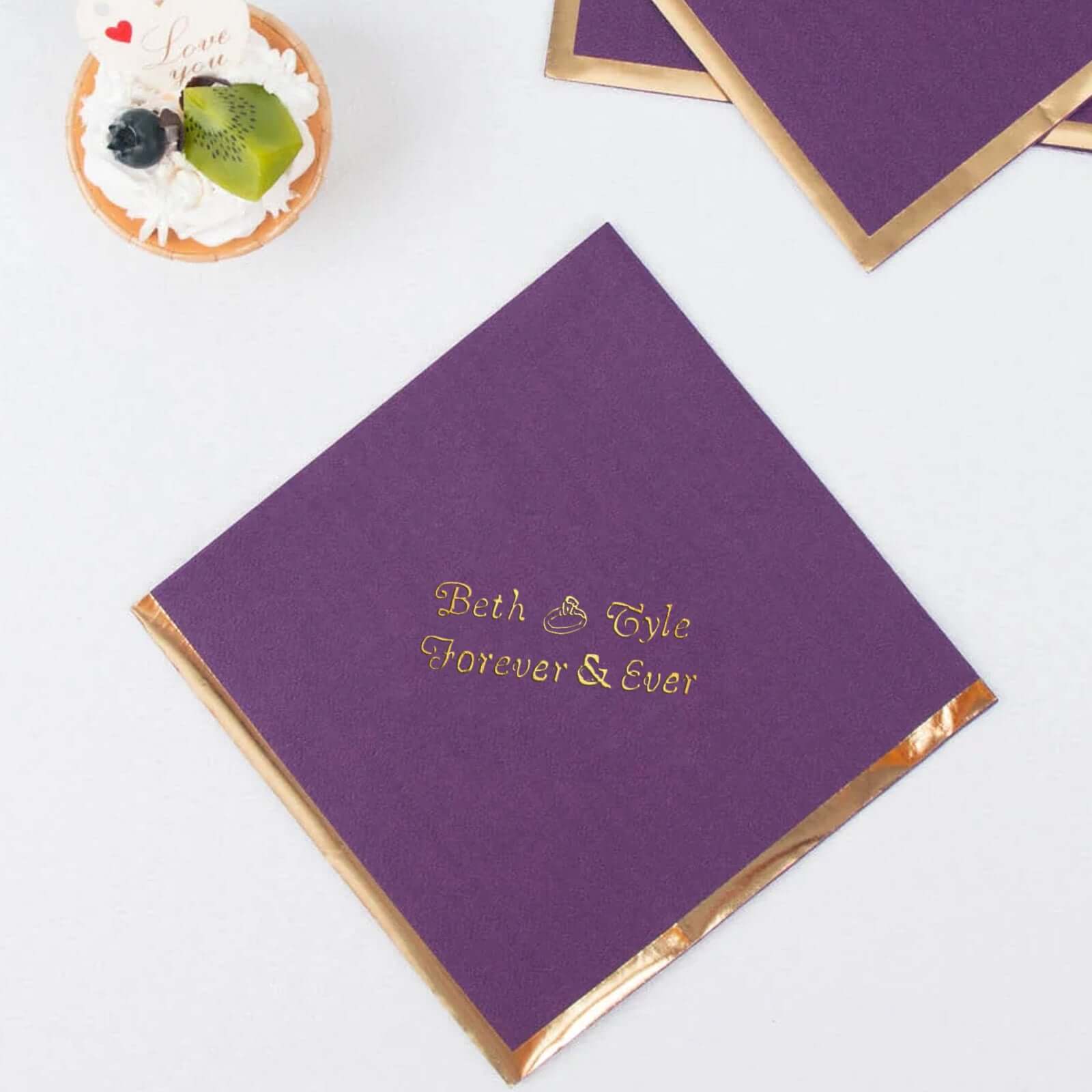 100-Pack Paper Cocktail Napkins 2-Ply Personalized Small Emblem with Gold Foil Edge 13"x13" - Custom Dinner Napkins - Image 11