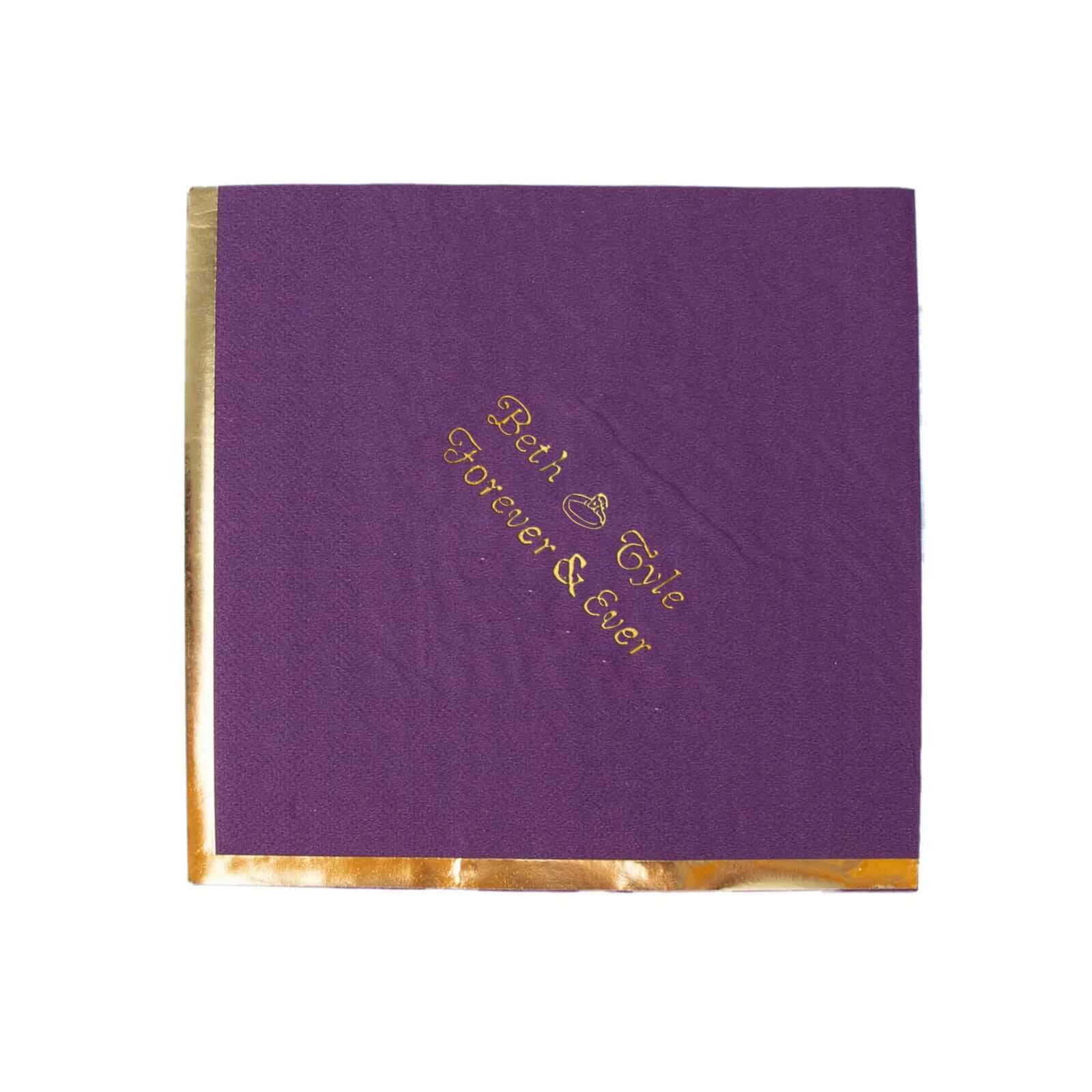 100-Pack Paper Cocktail Napkins 2-Ply Personalized Small Emblem with Gold Foil Edge 13"x13" - Custom Dinner Napkins - Image 5