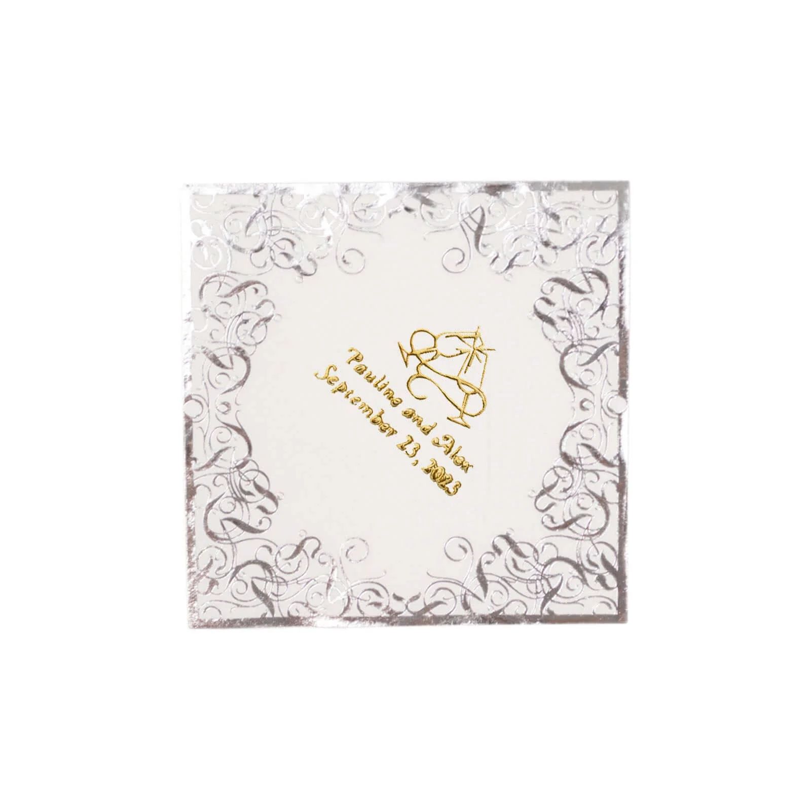 100-Pack Paper Cocktail Napkins 3-Ply Personalized Large Emblem with Foil Lace Design White - Custom Dinner Napkins - Image 5