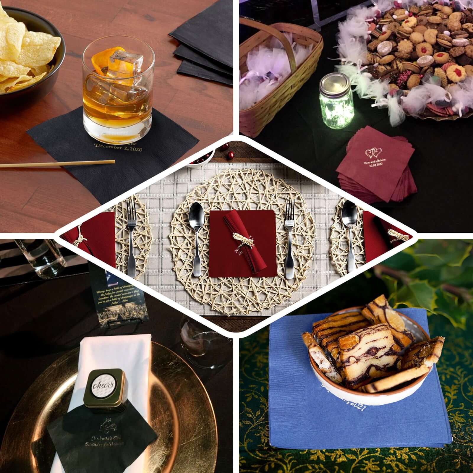 100-Pack Paper Cocktail Napkins Personalized Small Emblem - Custom Napkins for Weddings - Image 16