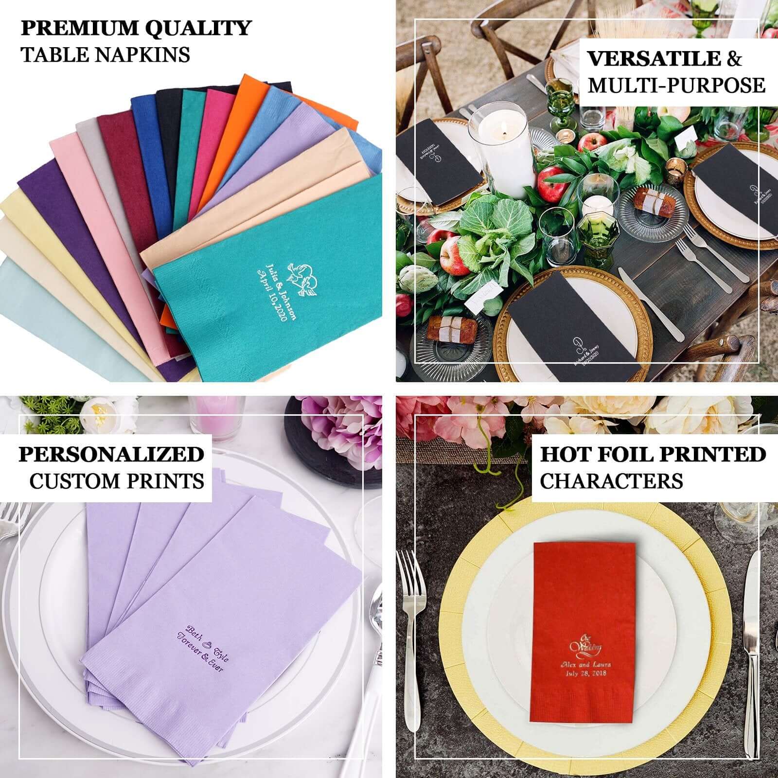 100-Pack Paper Dinner Napkins Personalized Monogram - Custom Wedding Napkins for Special Occasions - Image 4