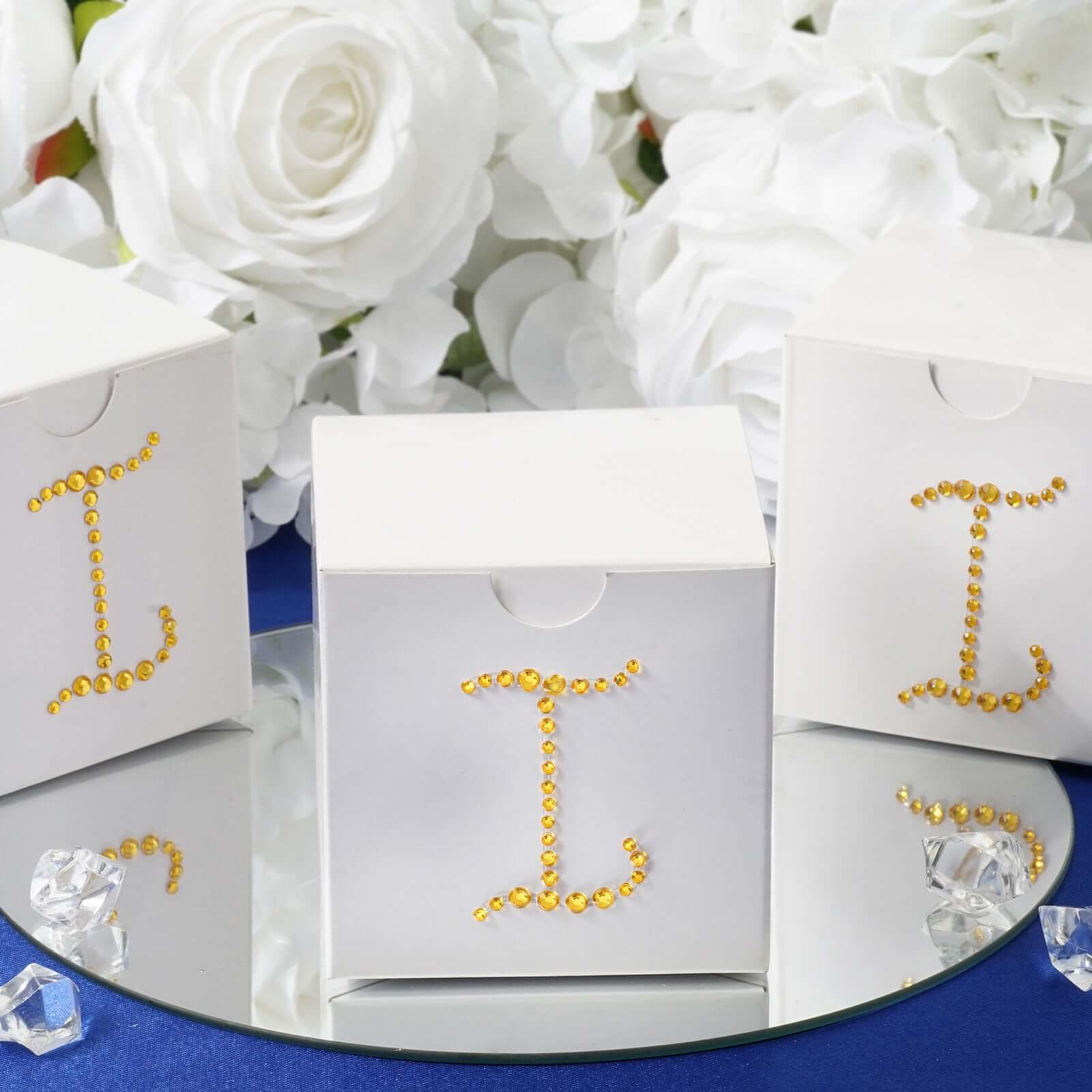 100 Pack Personalized Diamond Monogram Wedding Favor Gift Boxes 3"x3"x3" - Image 2