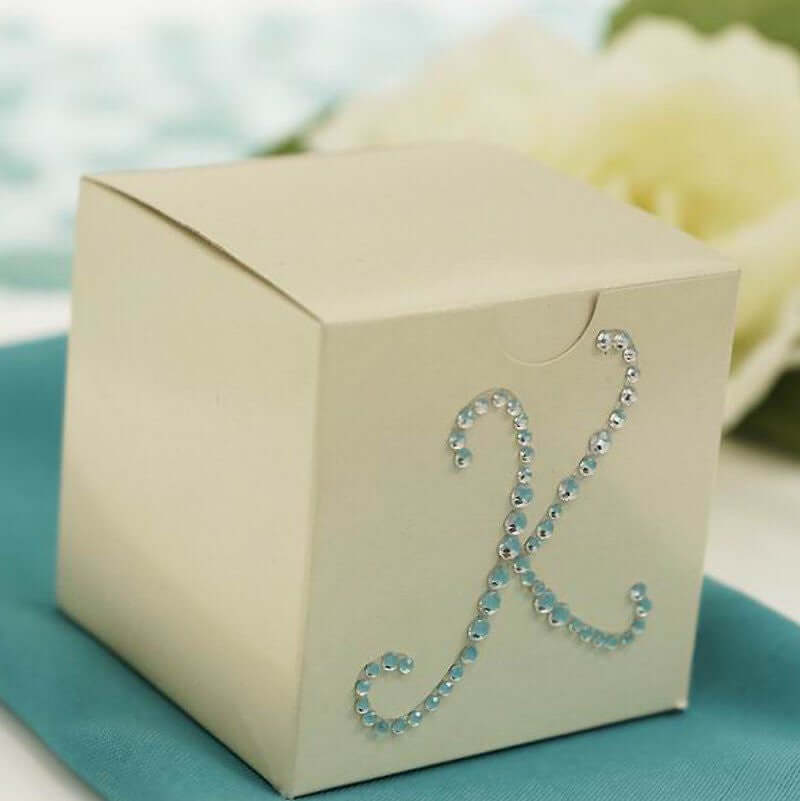 100 Pack Personalized Diamond Monogram Wedding Favor Gift Boxes 3"x3"x3" - Image 5