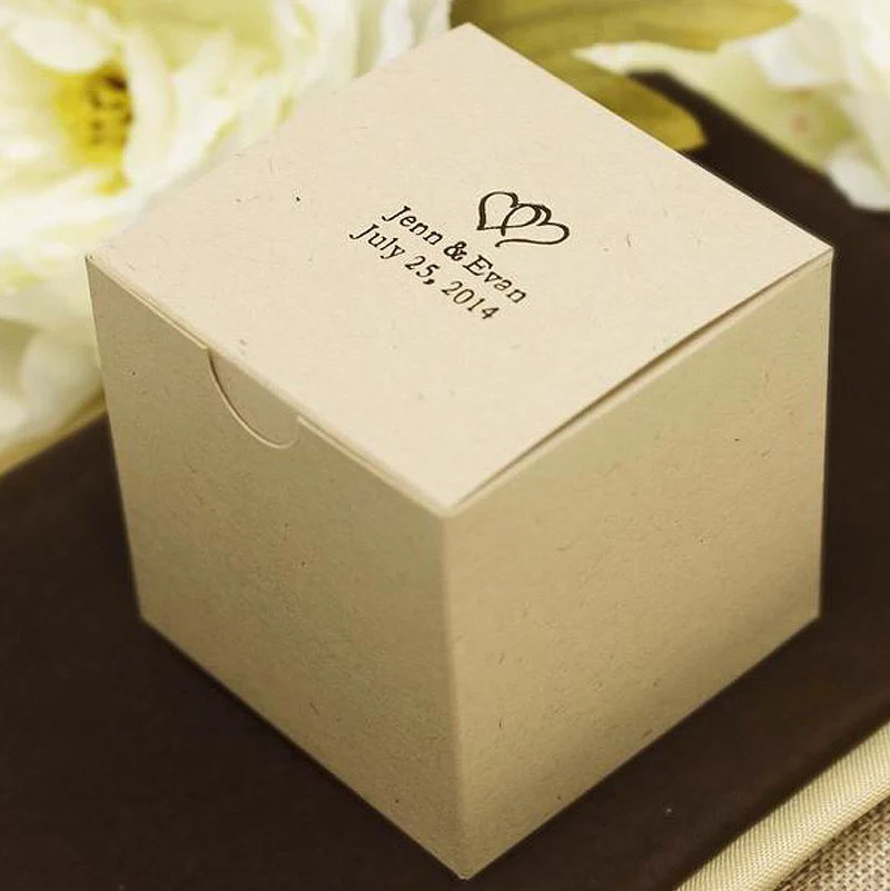 100 Pack Personalized Wedding Favor Gift Boxes, Natural Mini Cupcake Boxes 3"x3"x3" - Image 3
