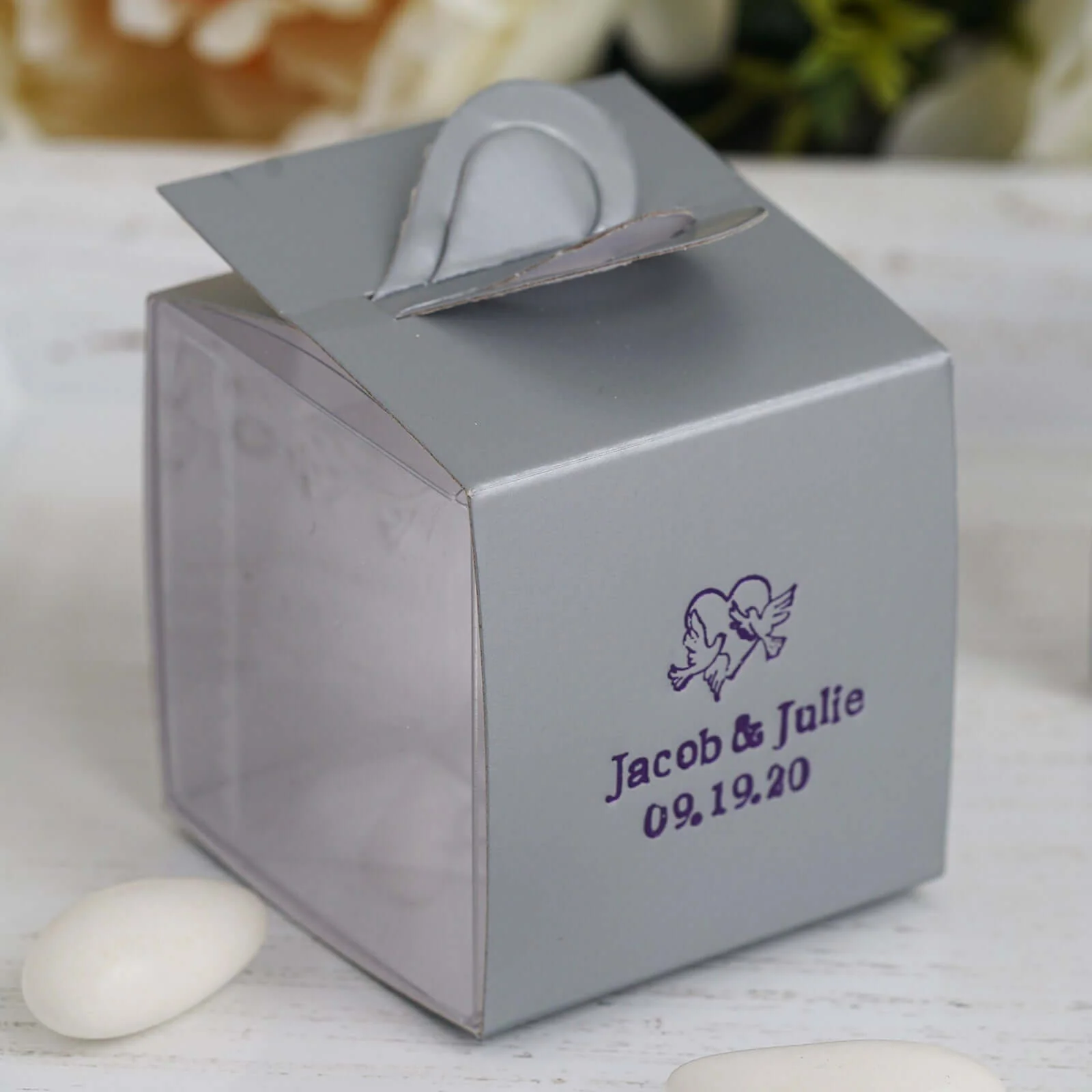 100 Pack Personalized Wedding Favor Party Gift Box Wraps 2"x2"x2" - Image 2