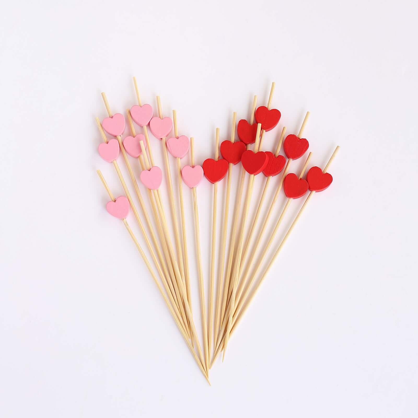 100-Pack Red/Pink Bamboo Skewers 5", Heart Design Biodegradable Cocktail Sticks - Eco Friendly Fruit Appetizer Party Picks - Image 10