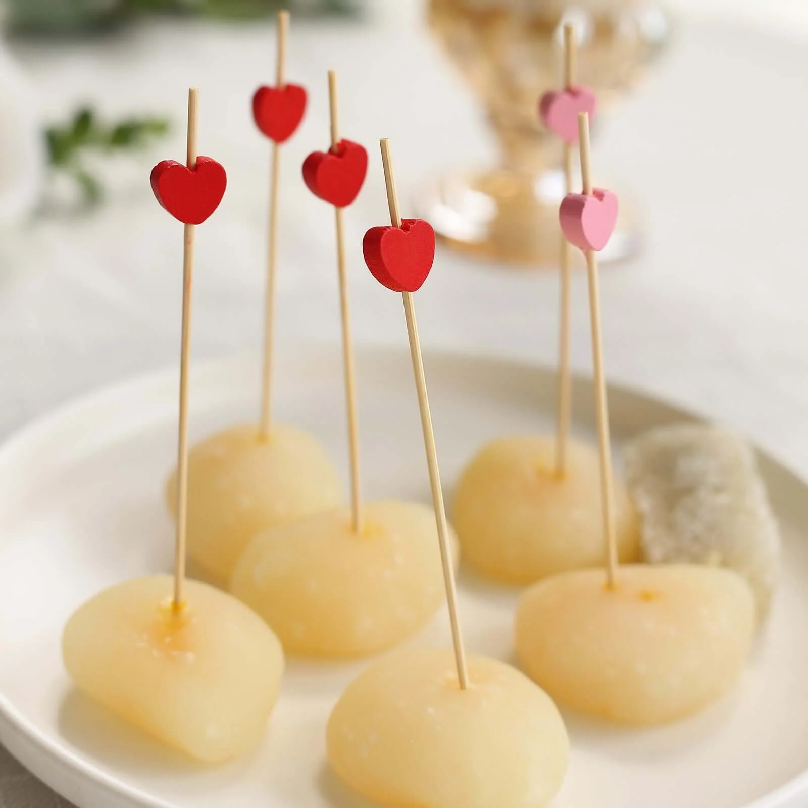 100-Pack Red/Pink Bamboo Skewers 5", Heart Design Biodegradable Cocktail Sticks - Eco Friendly Fruit Appetizer Party Picks - Image 7