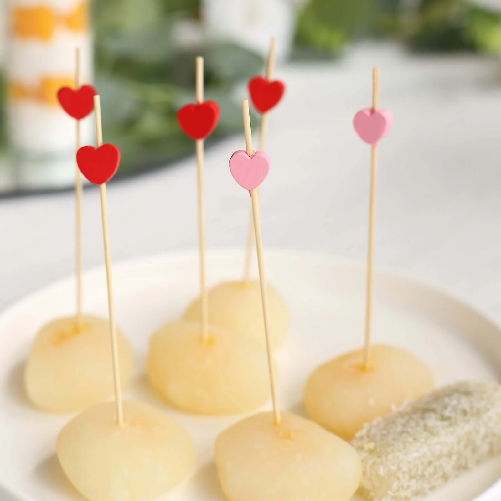 100-Pack Red/Pink Bamboo Skewers 5", Heart Design Biodegradable Cocktail Sticks - Eco Friendly Fruit Appetizer Party Picks - Image 9