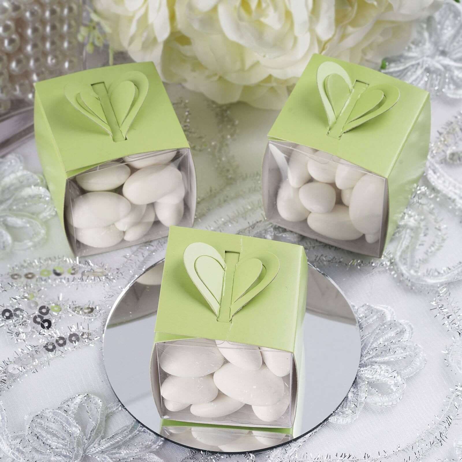 100 Pack Sage Green DIY Wraps For Clear Party Favor Candy Gift Boxes - Image 2