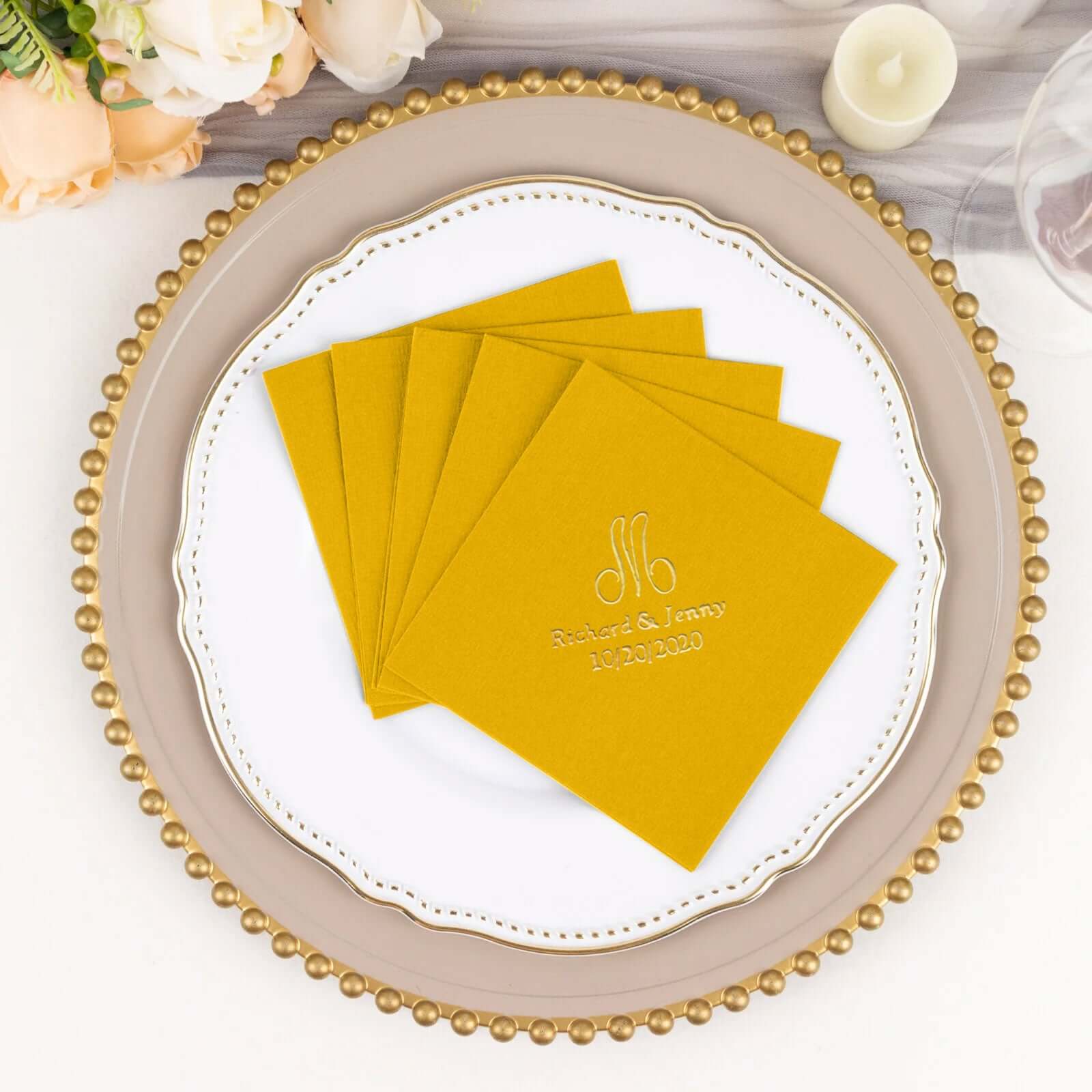 100-Pack Soft Airlaid Paper Beverage Napkins Personalized Monogram - Highly Absorbent Custom Initial Napkins - Image 11