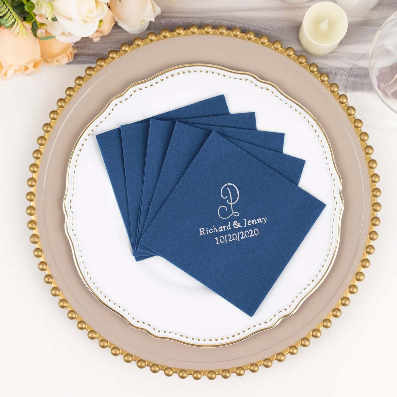 100-Pack Soft Airlaid Paper Beverage Napkins Personalized Monogram - Highly Absorbent Custom Initial Napkins - Image 20