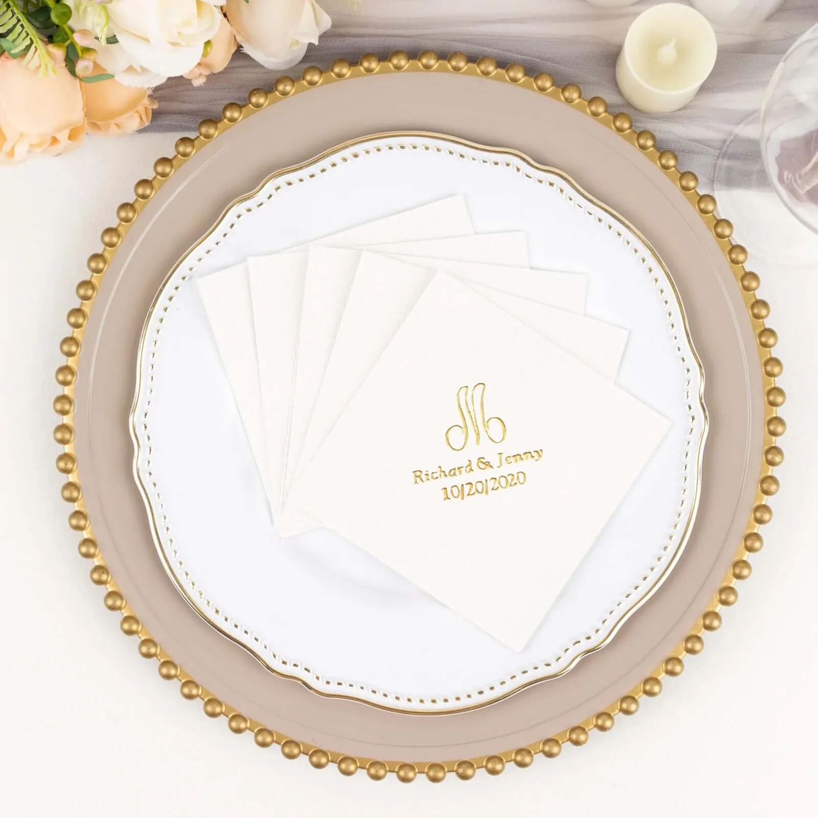 100-Pack Soft Airlaid Paper Beverage Napkins Personalized Monogram - Highly Absorbent Custom Initial Napkins - Image 27