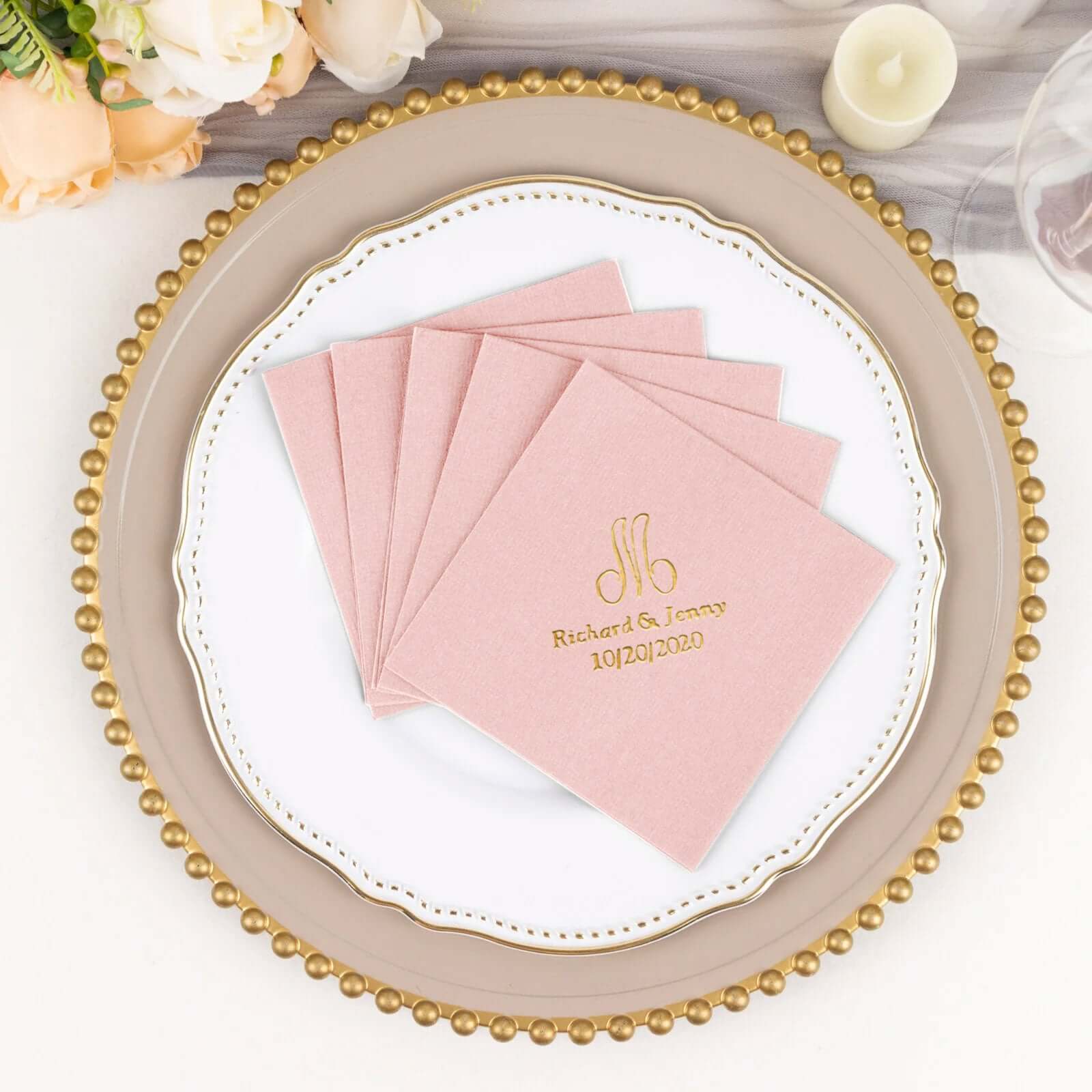 100-Pack Soft Airlaid Paper Beverage Napkins Personalized Monogram - Highly Absorbent Custom Initial Napkins - Image 6