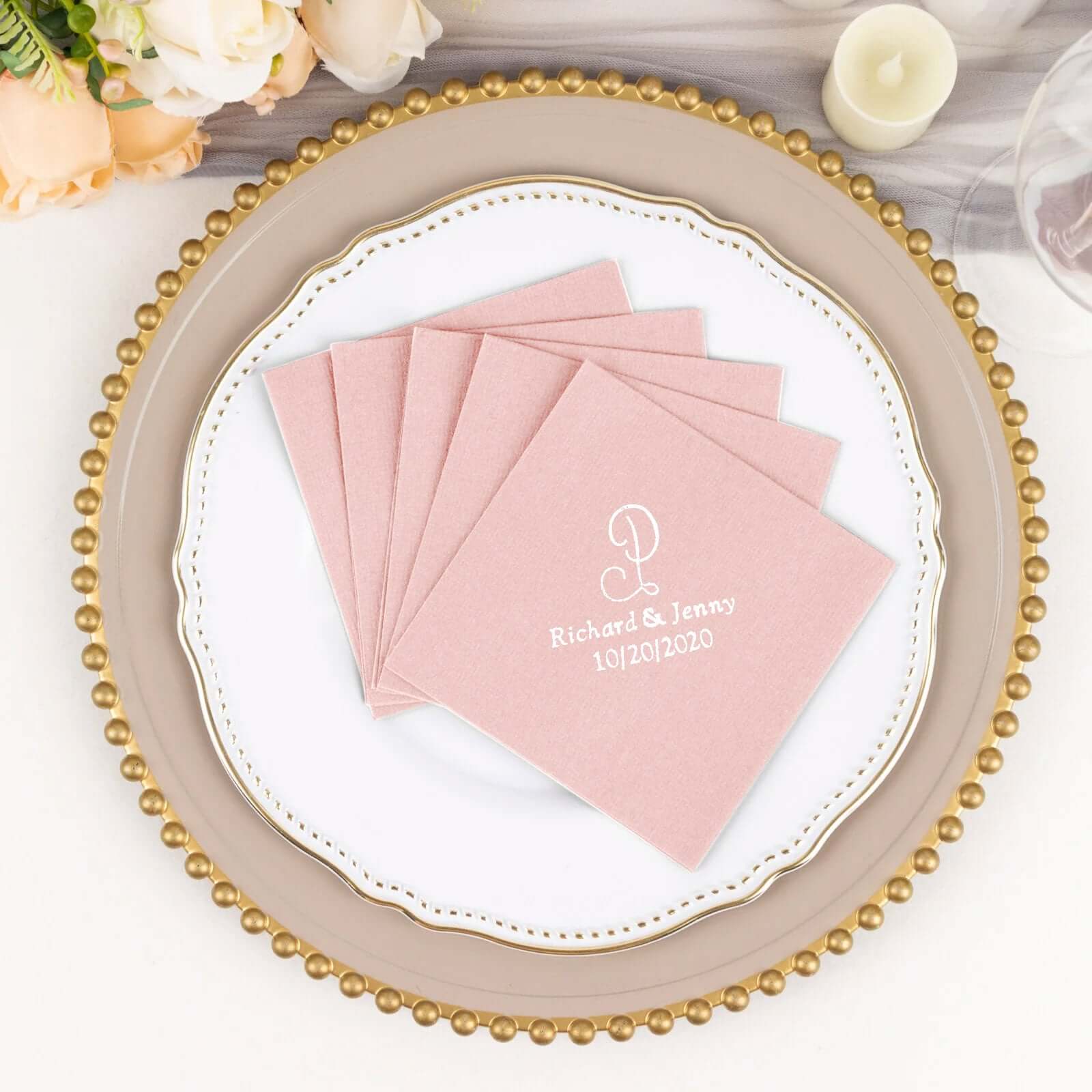 100-Pack Soft Airlaid Paper Beverage Napkins Personalized Monogram - Highly Absorbent Custom Initial Napkins - Image 7