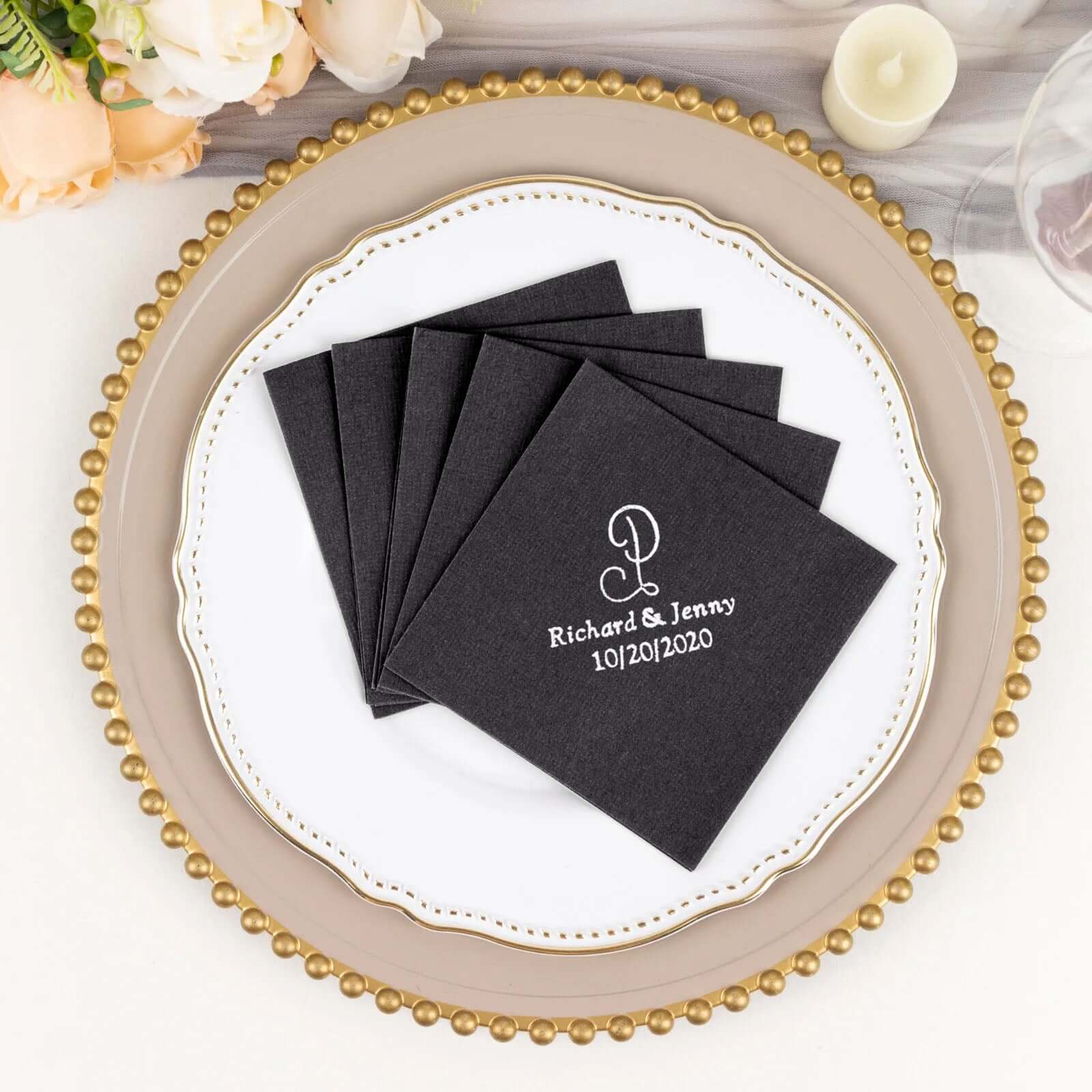 100-Pack Soft Airlaid Paper Beverage Napkins Personalized Monogram - Highly Absorbent Custom Initial Napkins - Image 9