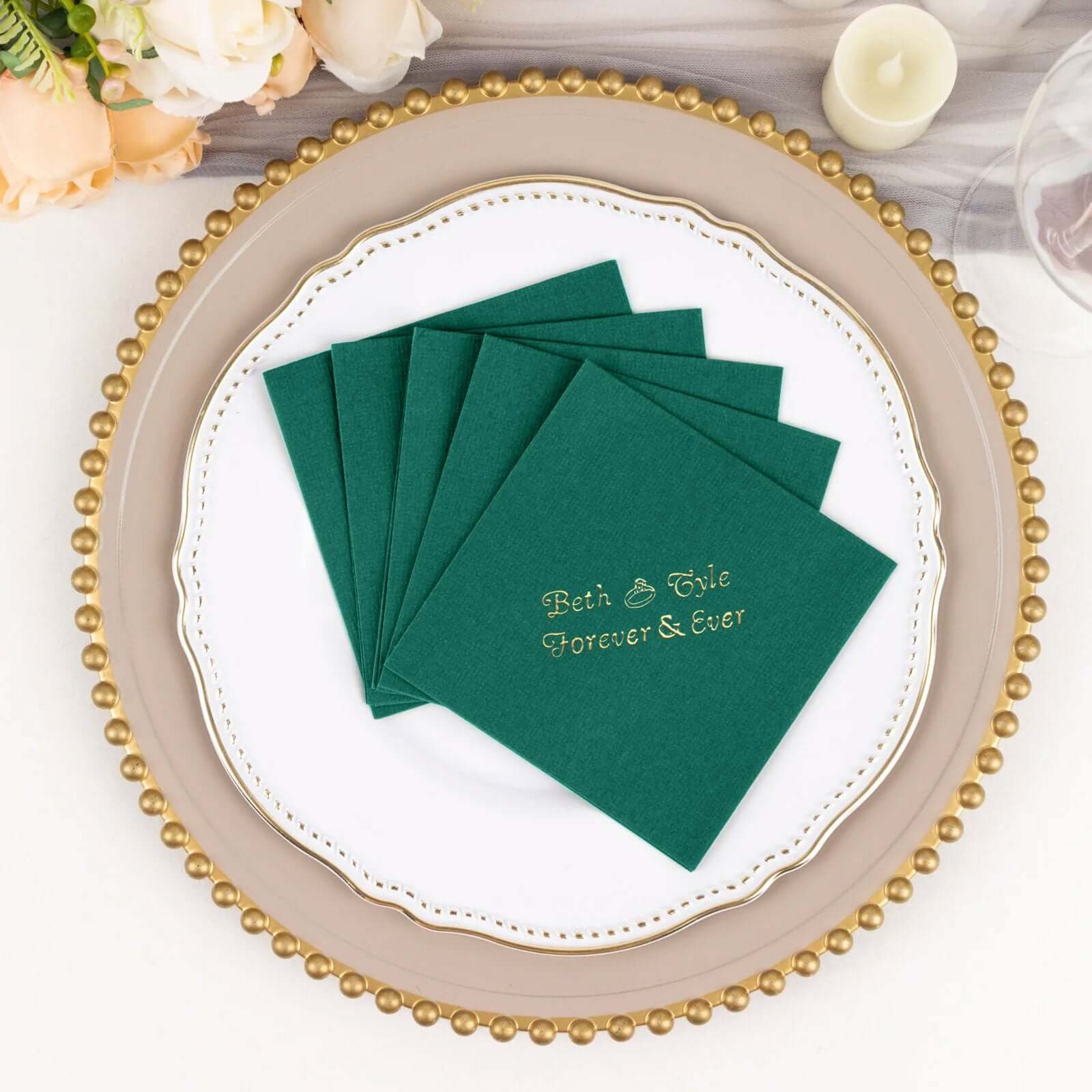 100-Pack Soft Airlaid Paper Beverage Napkins Personalized Small Emblem - Highly Absorbent Custom Napkins - Image 13